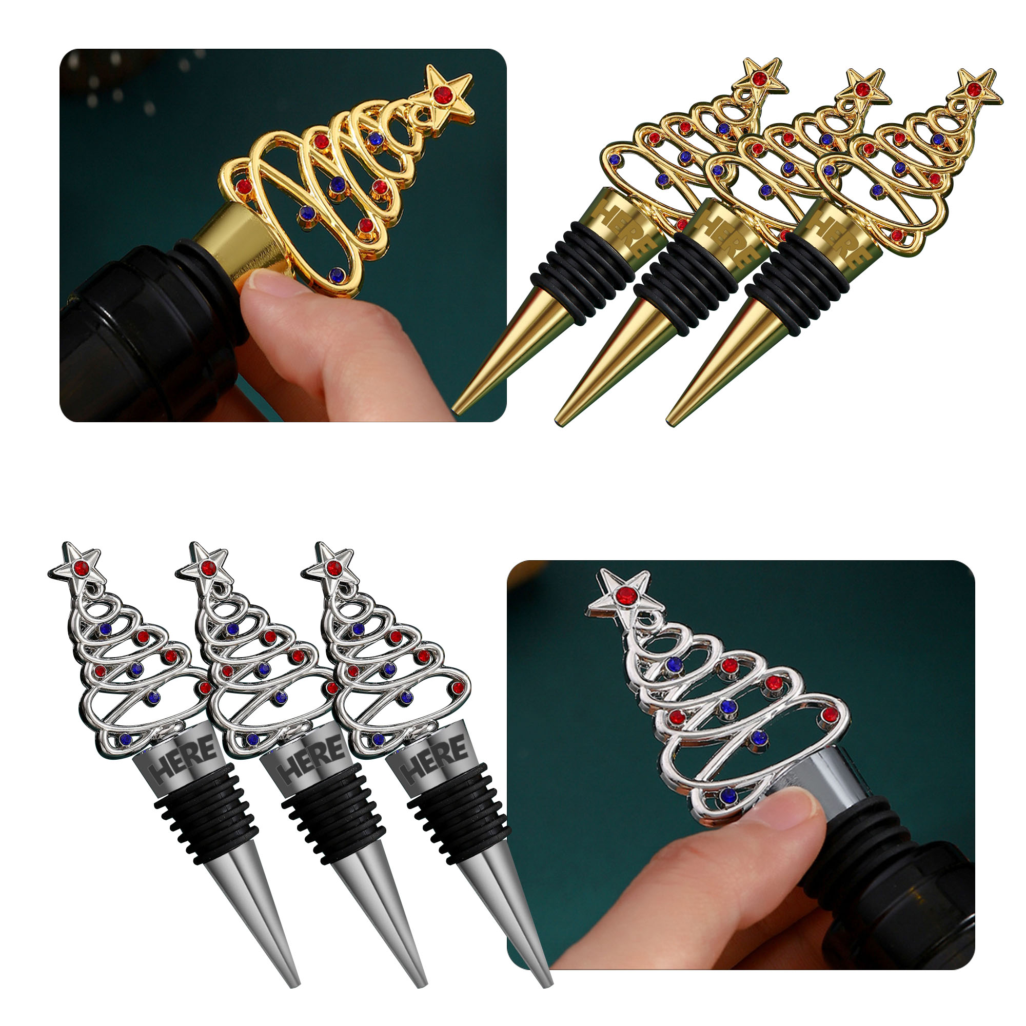 MOQ250 Christmas Tree Wine Stopper 2