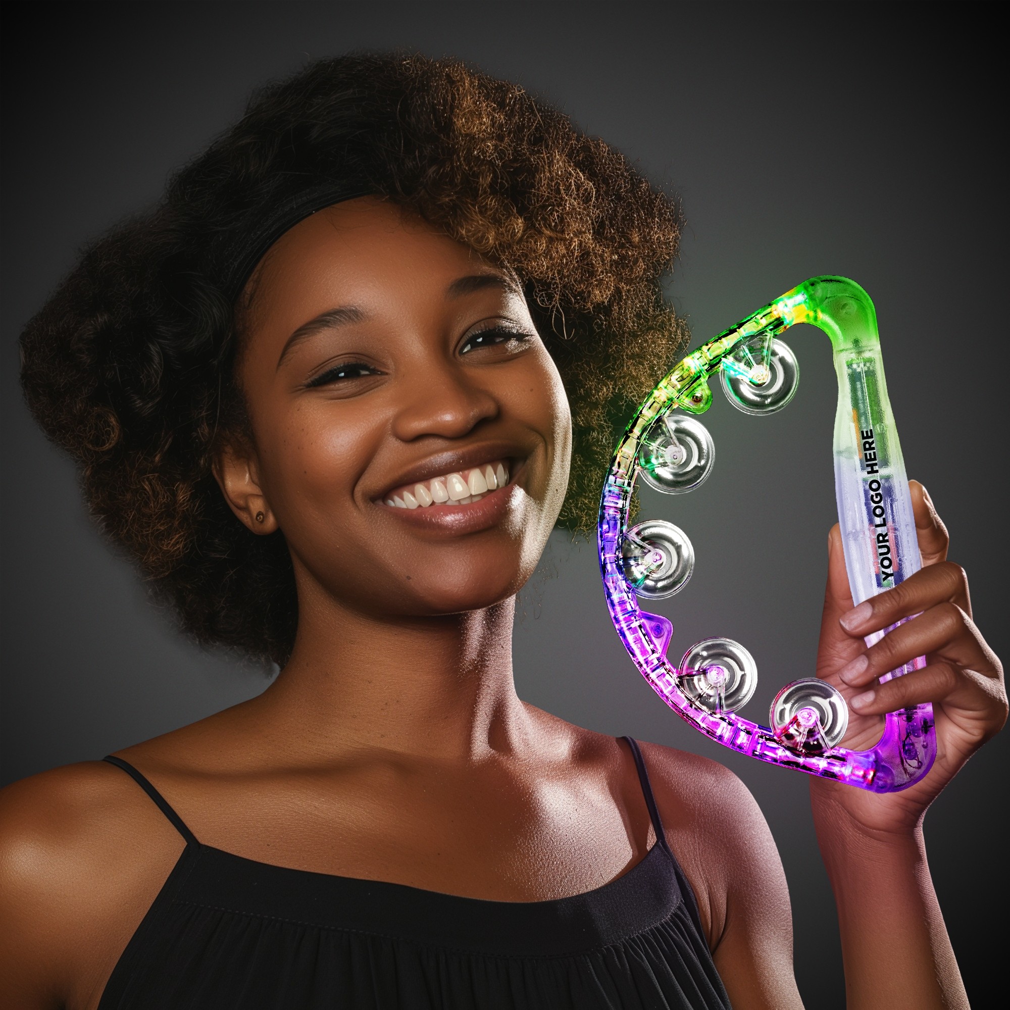 Clear 9" Light Up Glow Tambourine