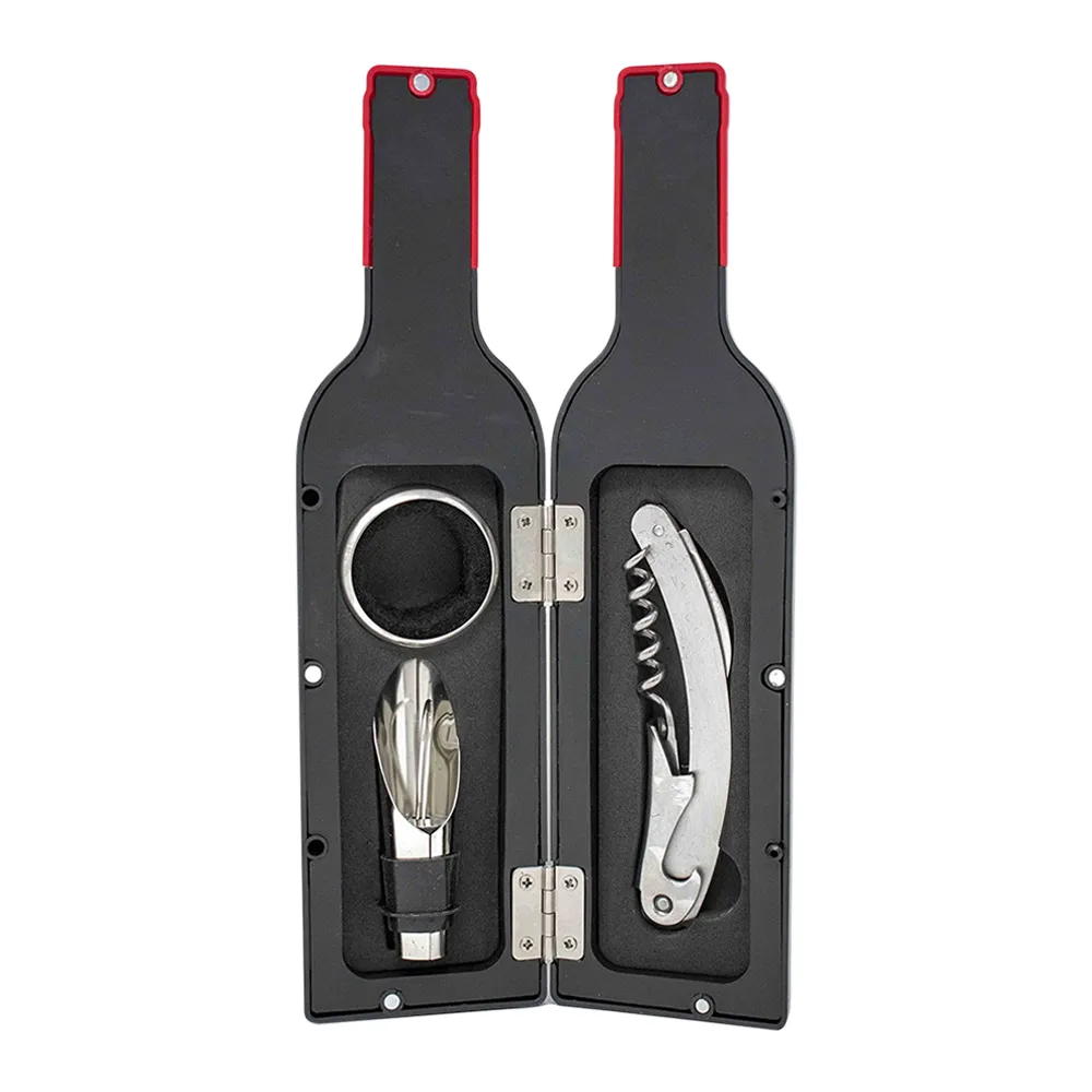 3-Piece Corkscrew Tool Set in Decorative Wine Bottle Case 5