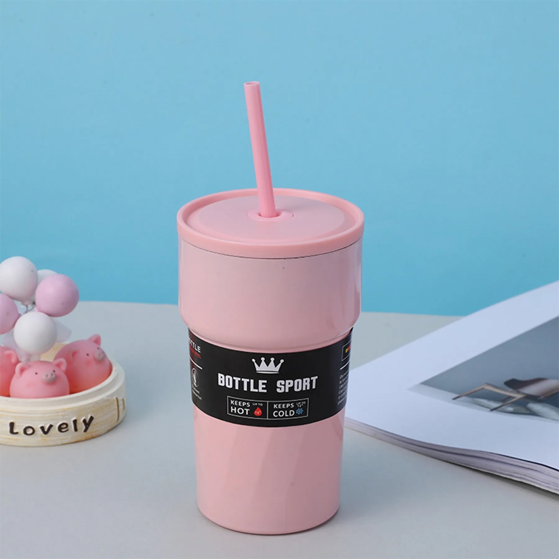 17 Oz. Double Wall Stainless Steel Tumbler with Lid & Straw 10