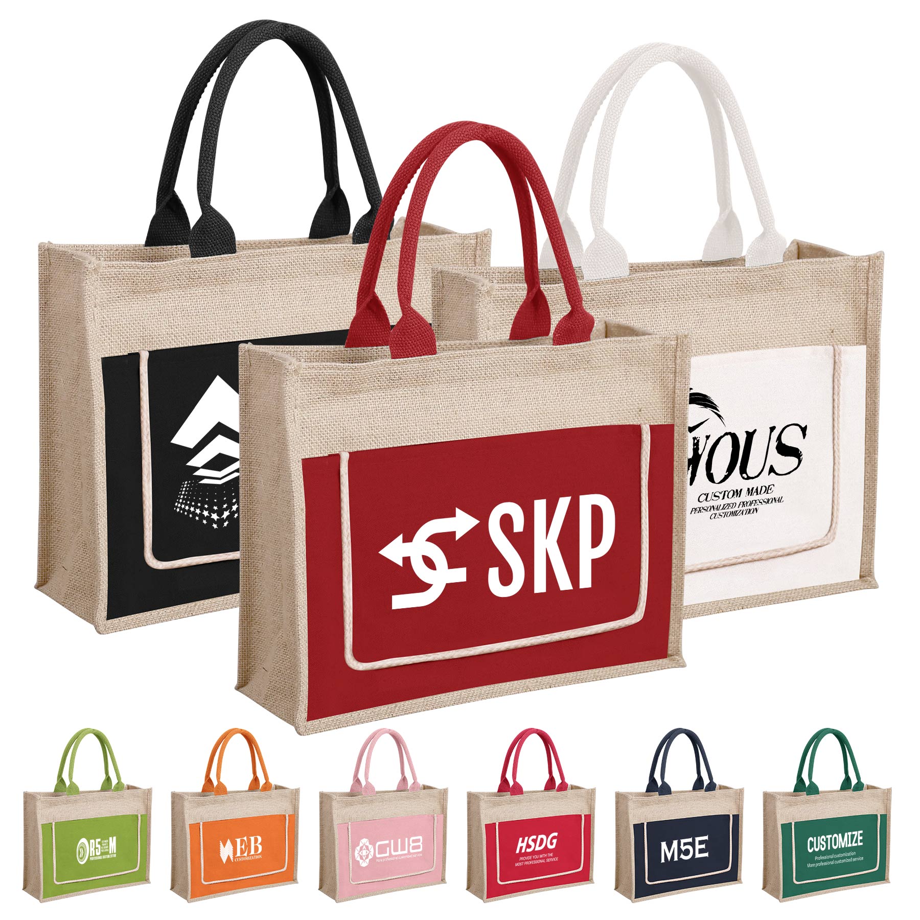 Jute Beach Tote Bag, custom tote bag with logo imprint 1