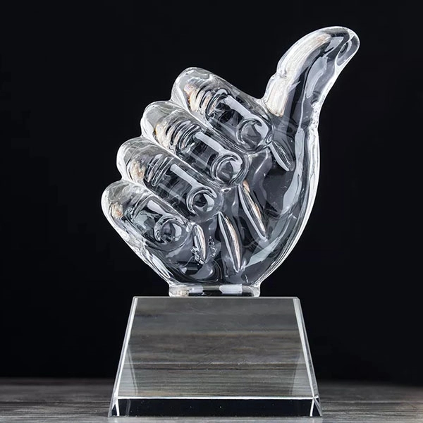 Engraved Crystal Thumbs Up Trophy 4