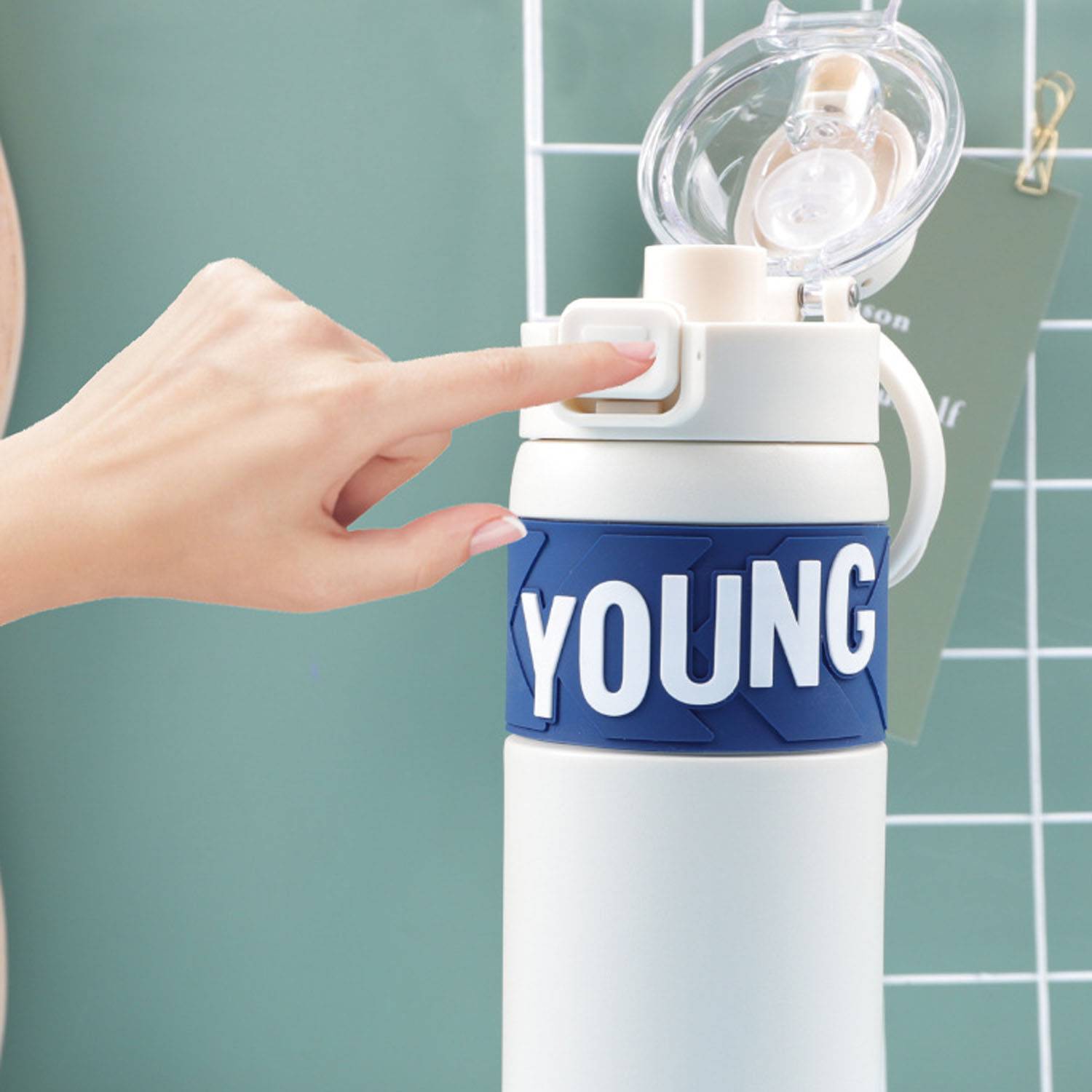 23oz Portable Stainless Steel Bottle Silicone Spout, custom water bottle with logo imprint 4