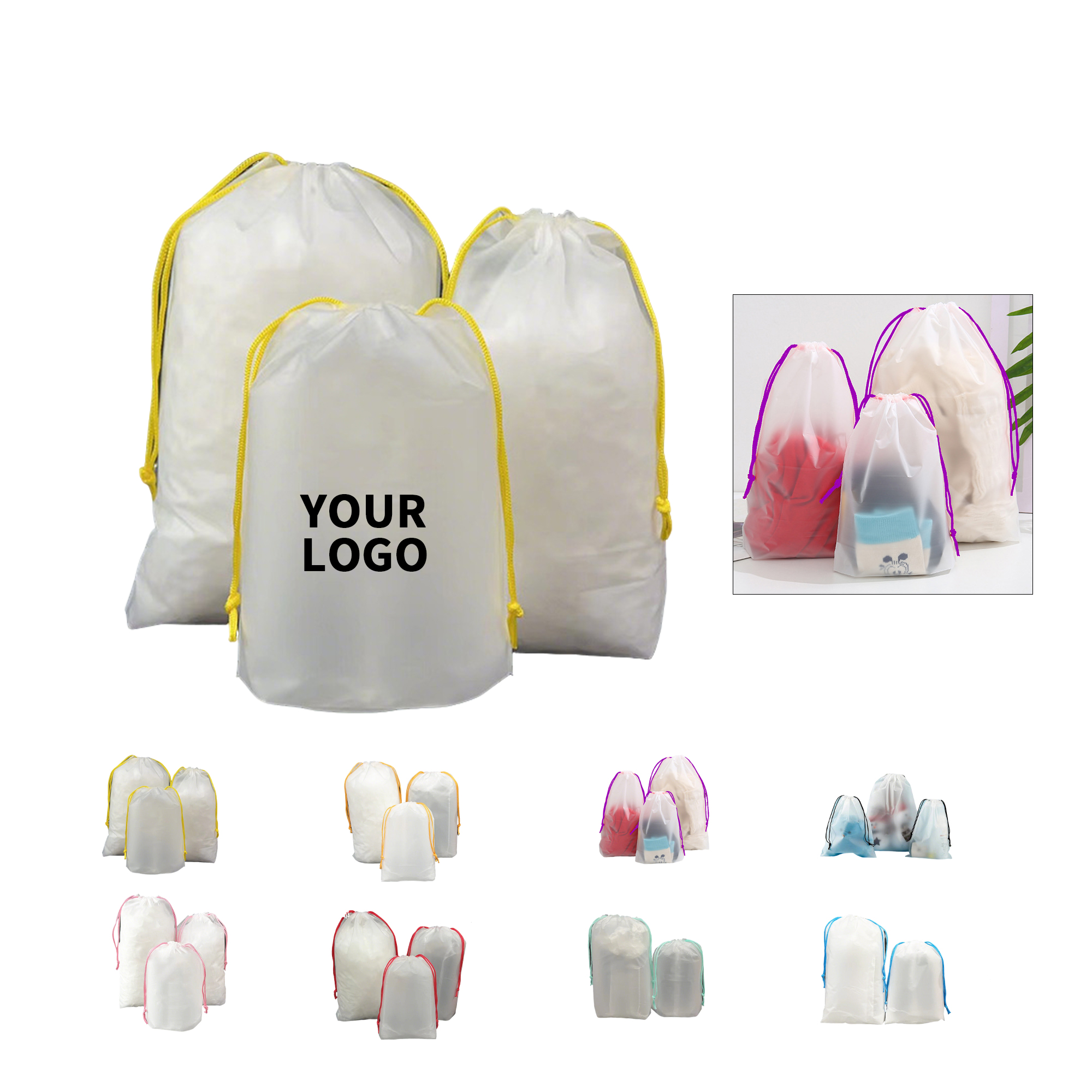 PE Transparent Drawstring Bag For Towel And Scarf 11.8 L 4