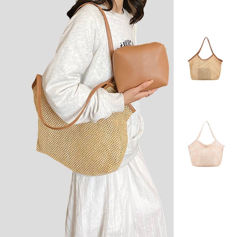 Jute Straw Woven Tote Bag, Handmade Weaving Shoulder Bag 5