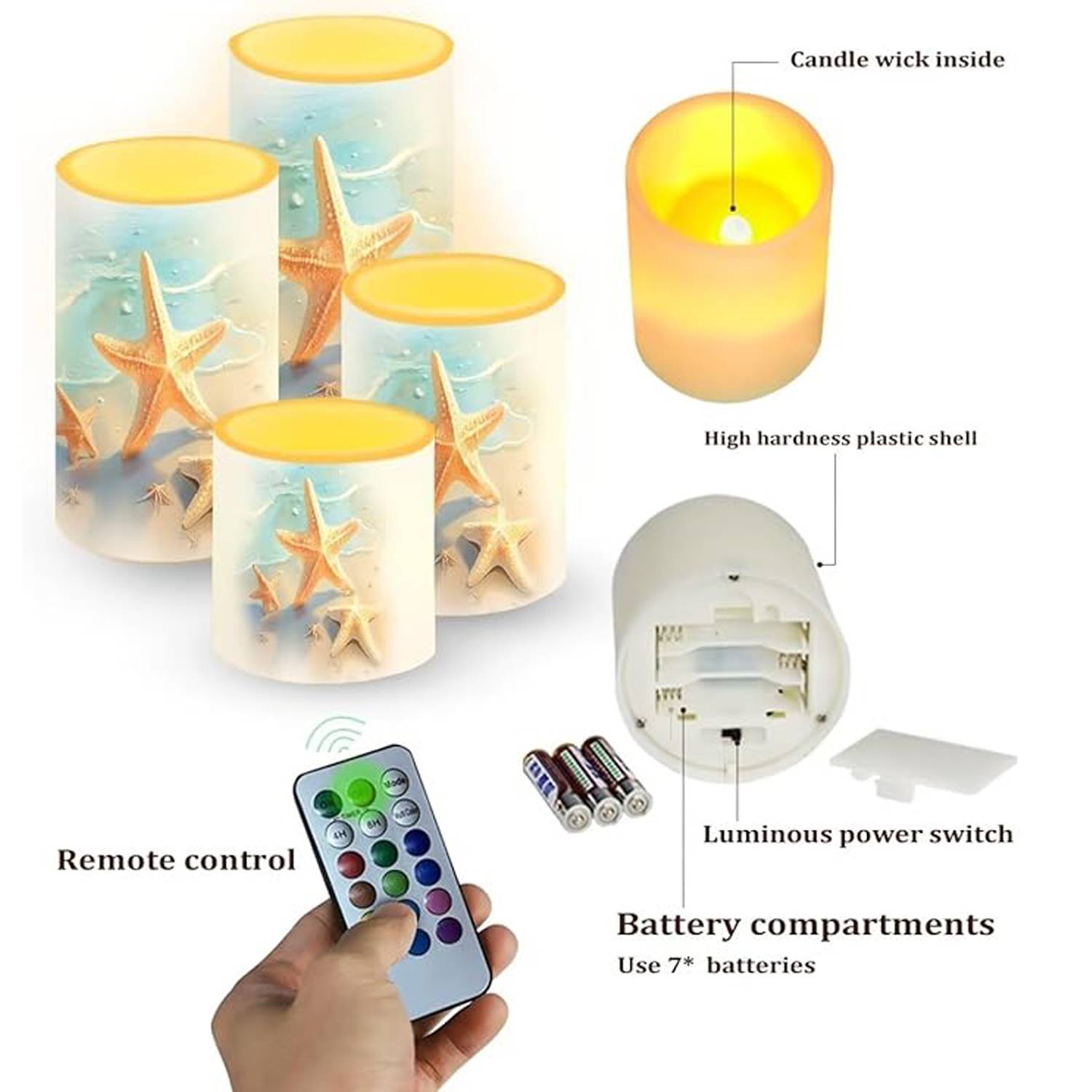 4PCS Remote Control Colorful LED Candle Lamp 3