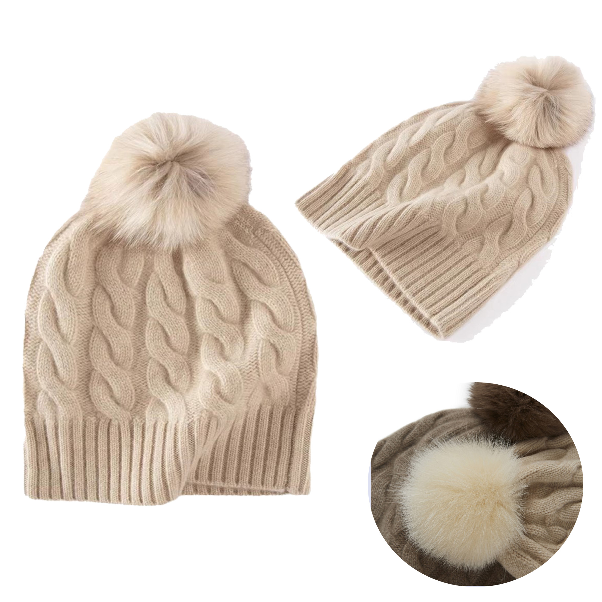 Knitted Beanie with Pom 1