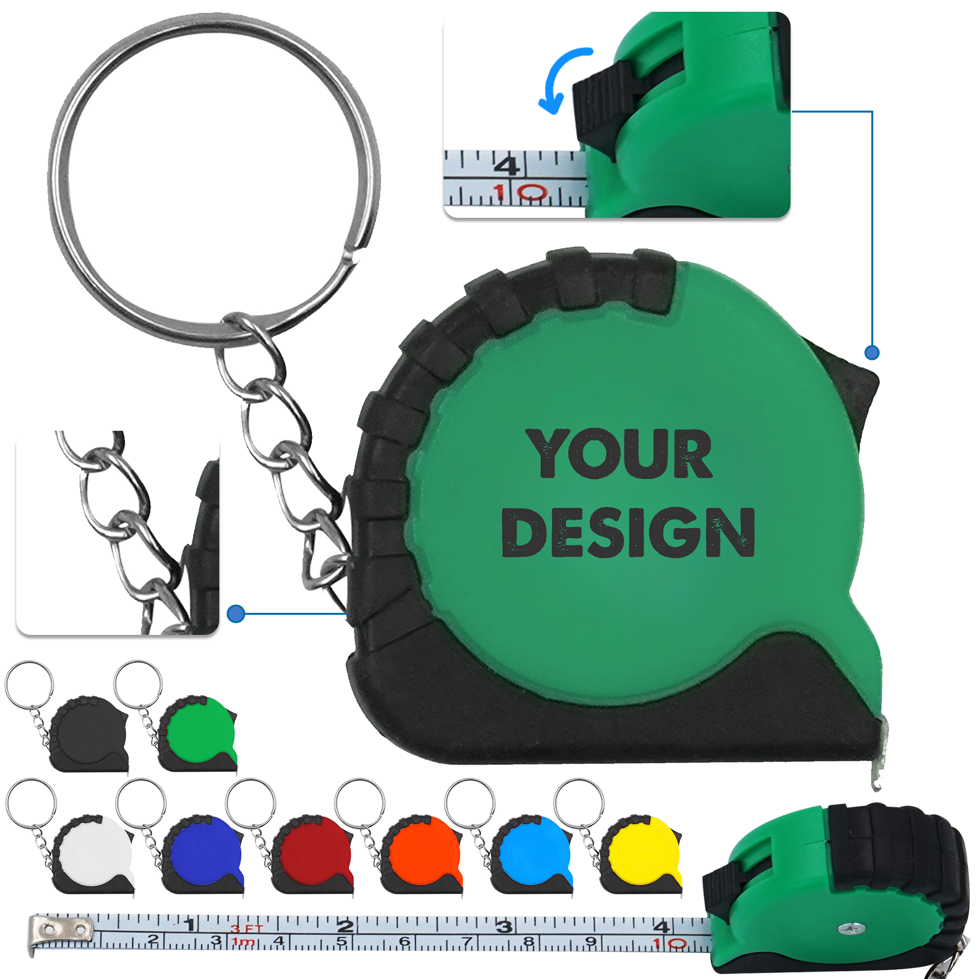 Mini Steel Tape Measure Keychain 2