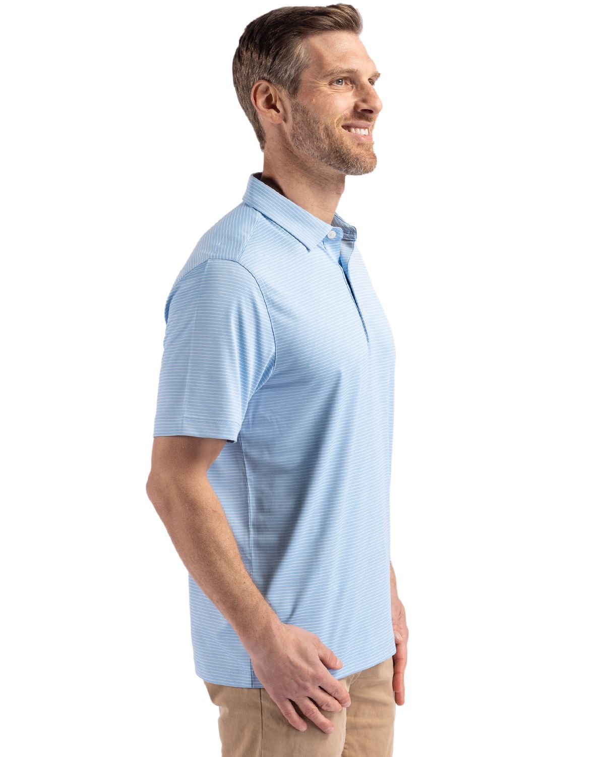 Cutter & Buck Forge Recycled Fine Line Stripe Four-Way Stretch Mens Polo 4