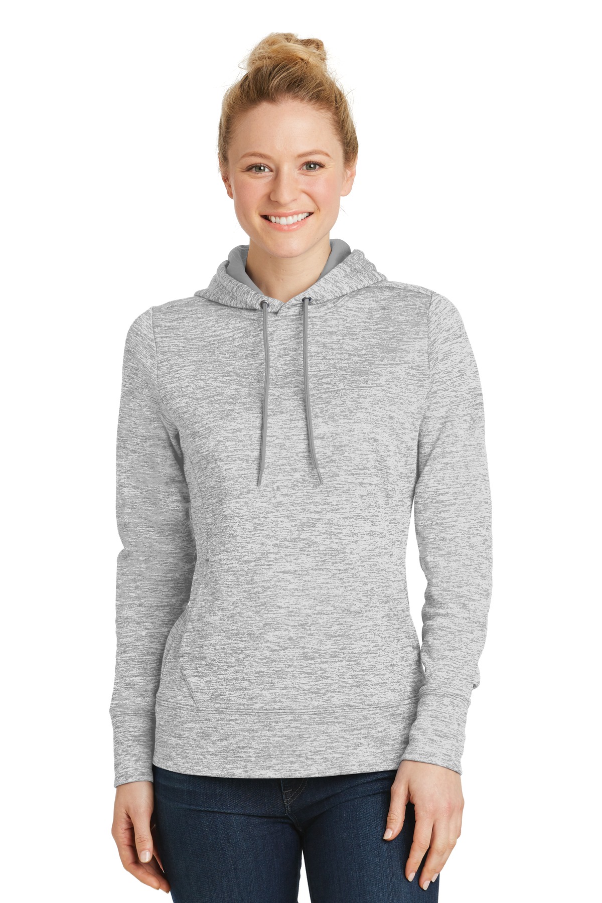 Sport-Tek Women's PosiCharge Electric Heather Fleece Hooded Pullover. LST225, custom hoodie or sweatshirt with logo imprint 2