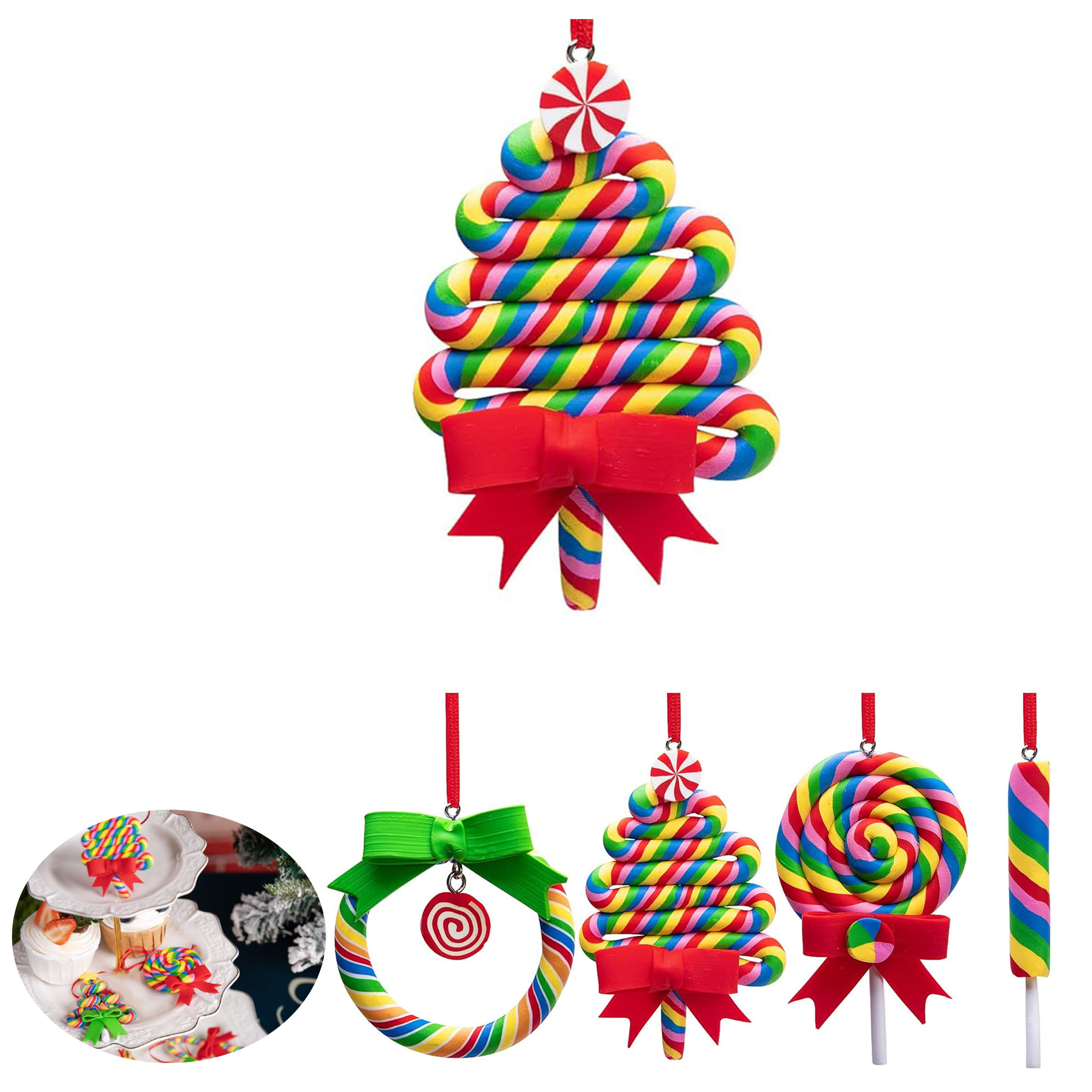 Vibrant Christmas Lollipop Ornaments with Rainbow Colors 6