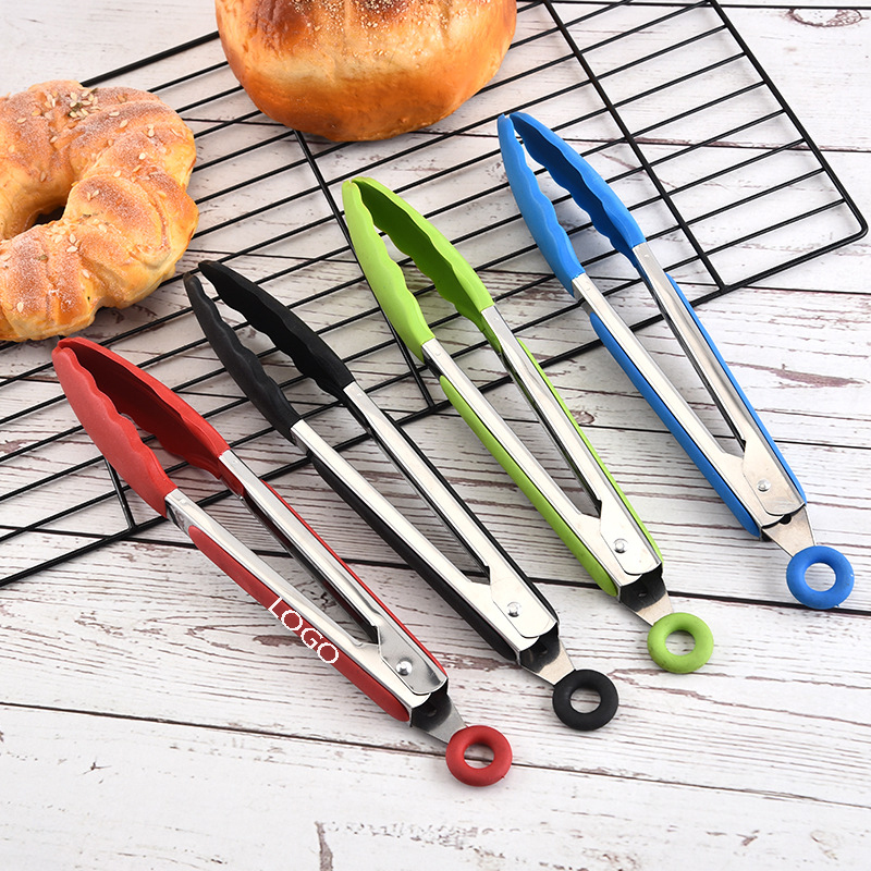 Stainless Steel BBQ and Kitchen Tongs with Silicone Tips--7inch/9inch/12inch 5