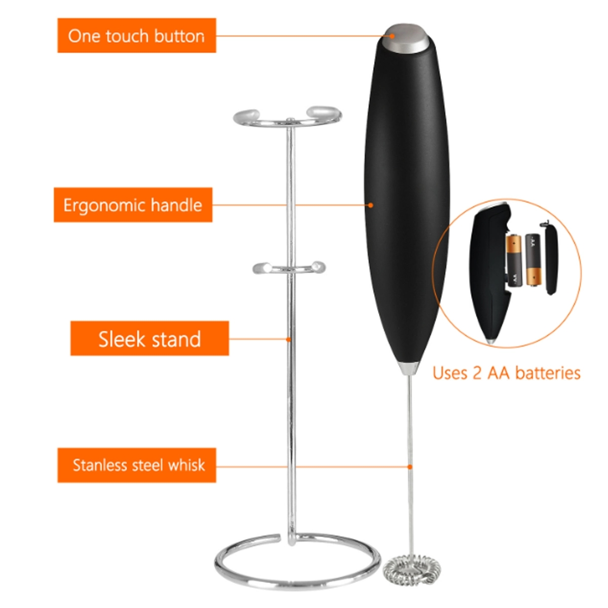Custom Electric Powerful Milk Frother Handheld Foam Maker 3