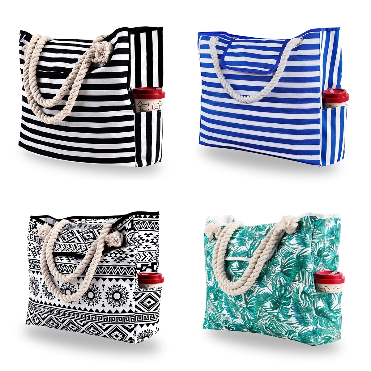 Large Sandproof Foldable Women Beach Tote Bag, custom tote bag with logo imprint 5