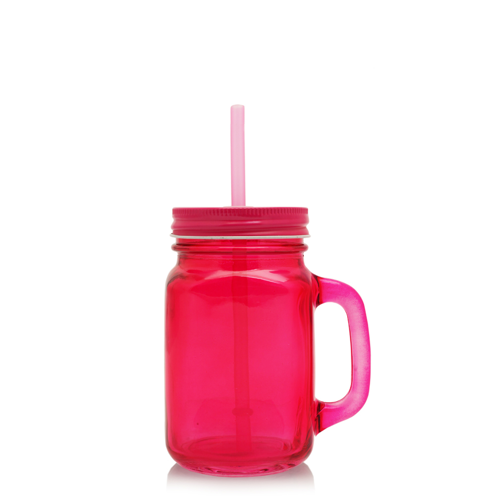 15 oz. Colored Mason Jars with Straw 2