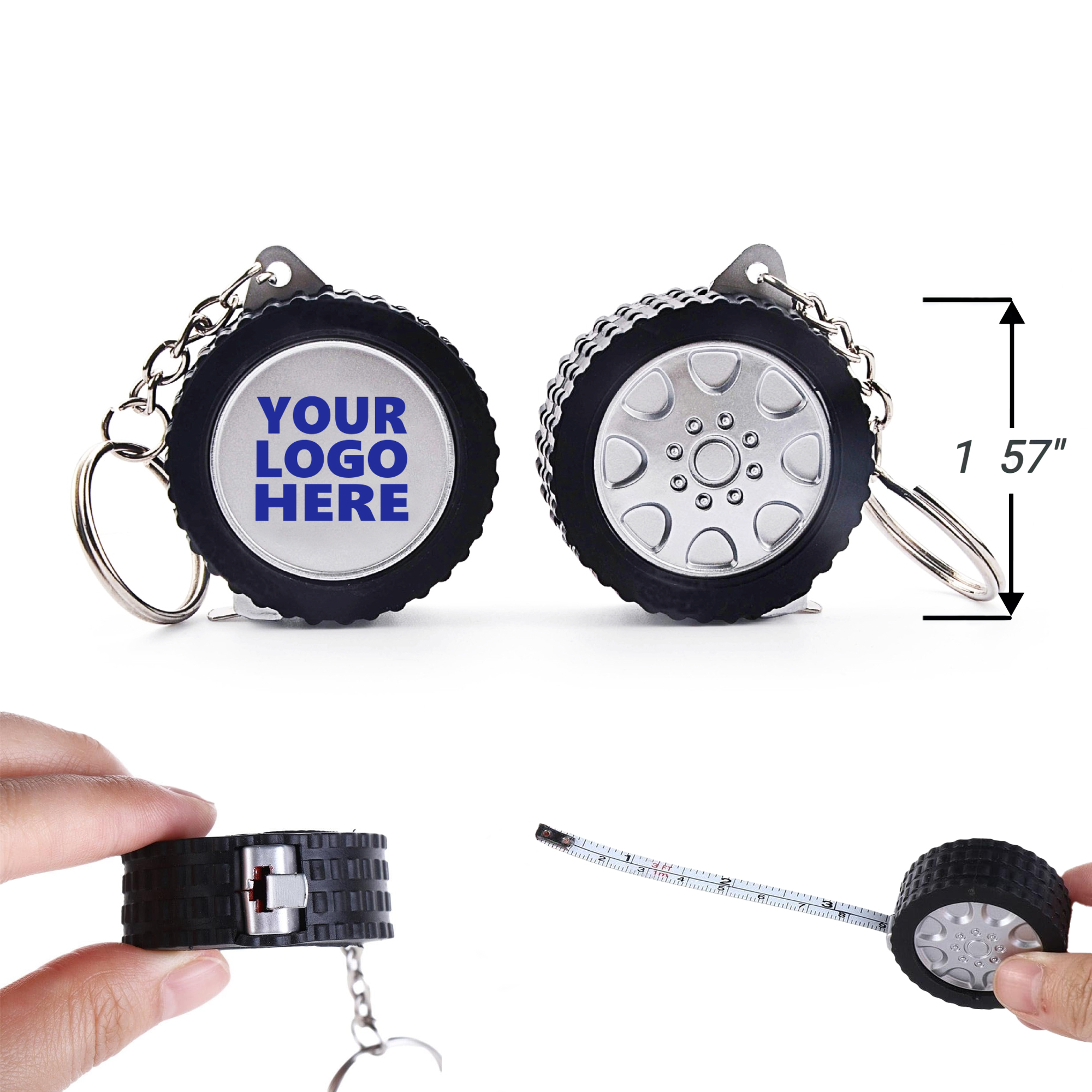 Retractable Mini Keychain Tire Shape Tape Measure 3