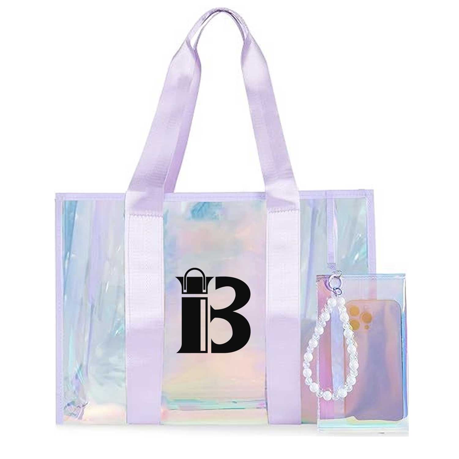 Waterproof Rainbow Transparent Women's Large Beach Tote Bag