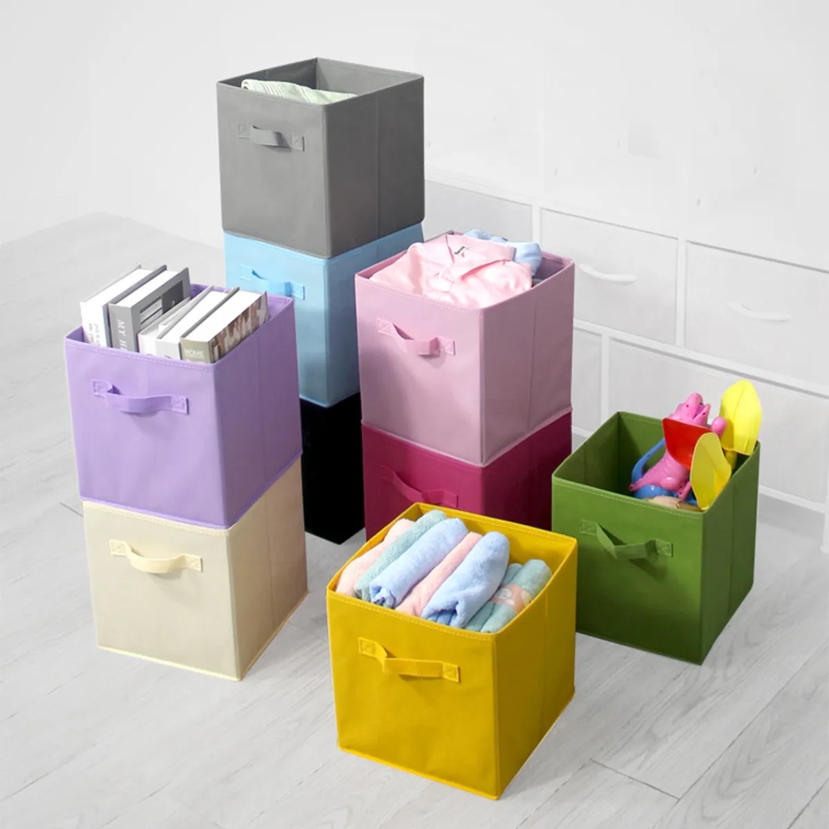 21L Foldable Fabric Storage Box Cube Drawer Folding Wardrobe 10