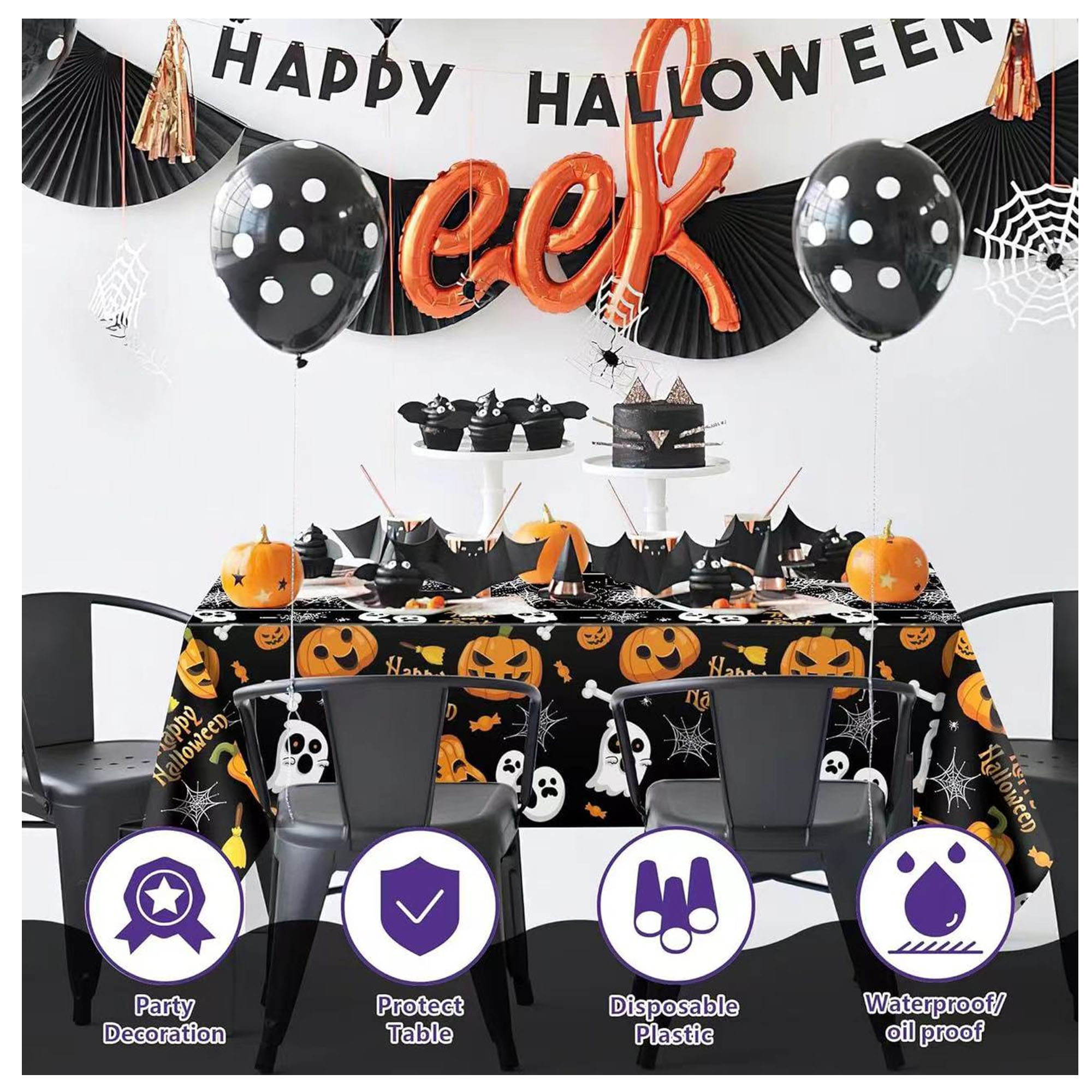 Plastic Durable Halloween Themed Tablecloth ?C Oil-Proof And Waterproof 6