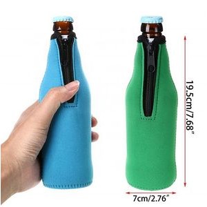 Neoprene Bottle Cooler Sleeve Holder With Zipper, custom koozie with logo imprint 2