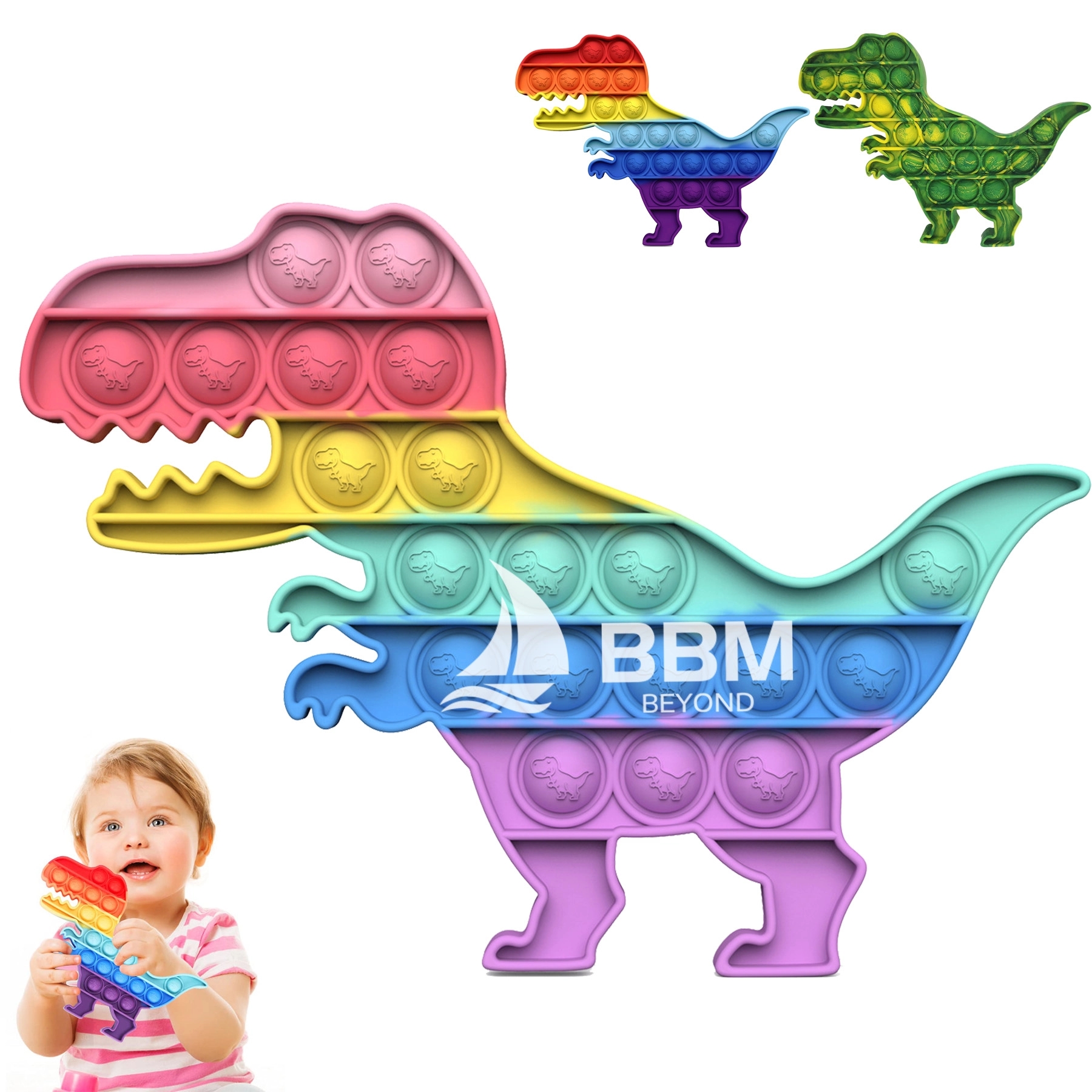 Dinosaur Shape Camouflage Push Pop Bubble Fidget Toy 1
