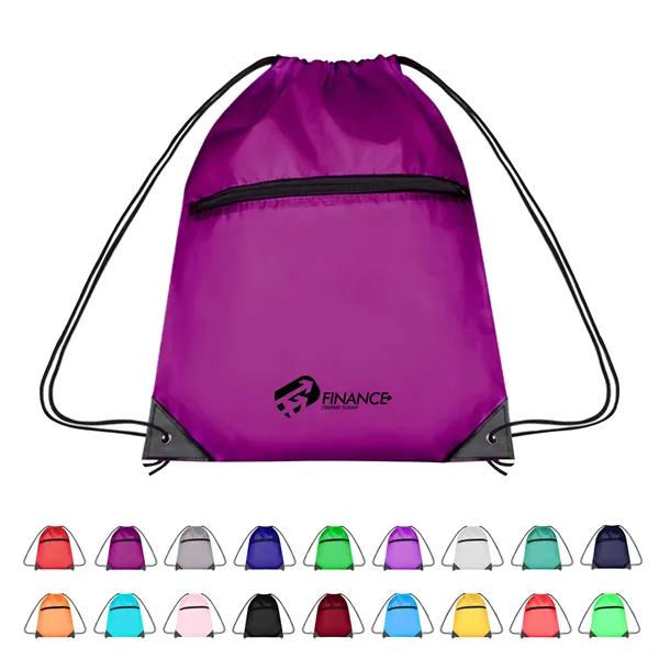 210D Cinch Bag w/Zipper pocket & Earbuds Slot