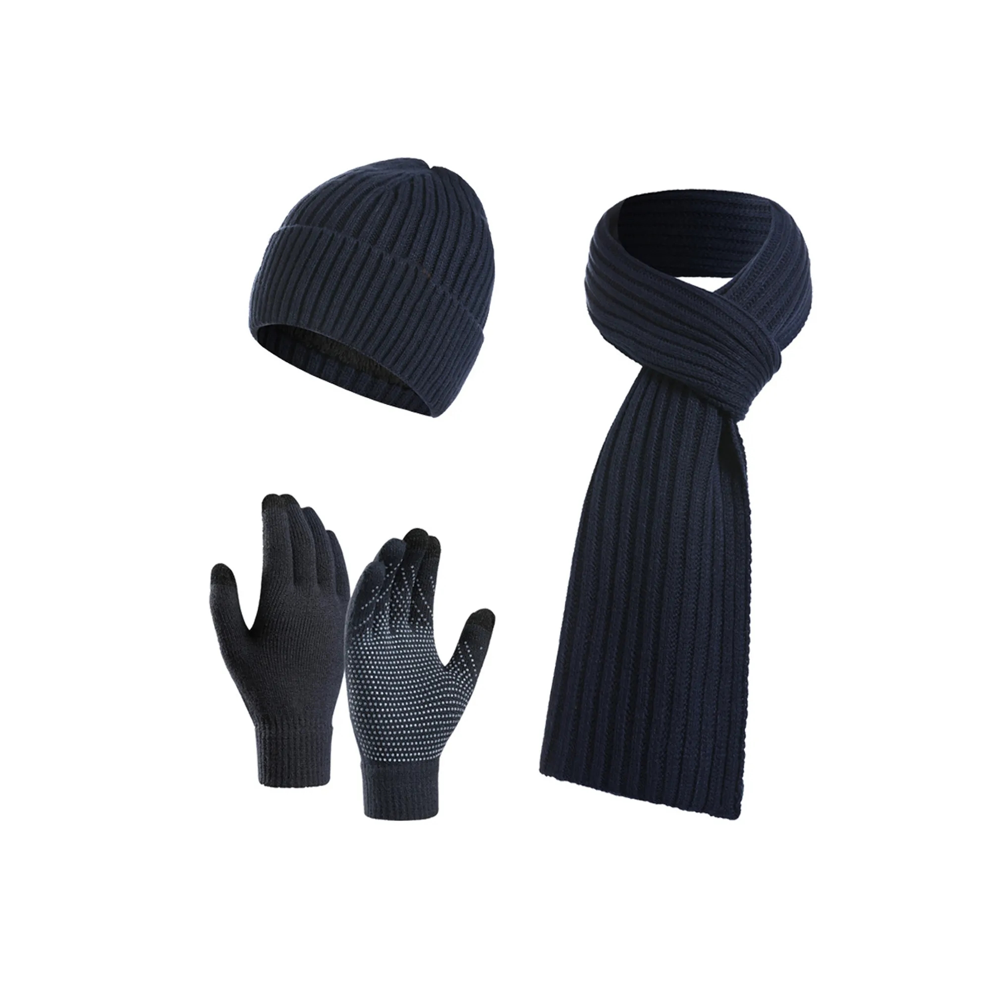 Winter Knitted Beanie Hat Scarf Glove Set 6