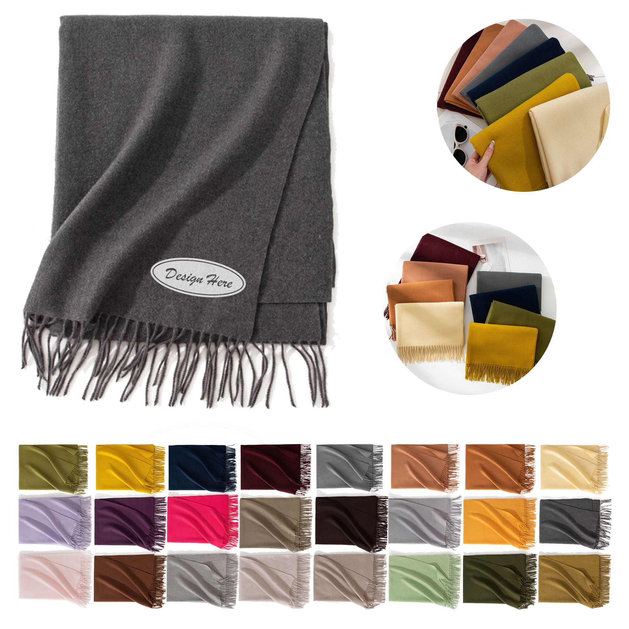 MOQ 50pcs Custom Logo Knit Scarf 2