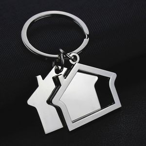 Alloy Dual House Shaped Keychain 6