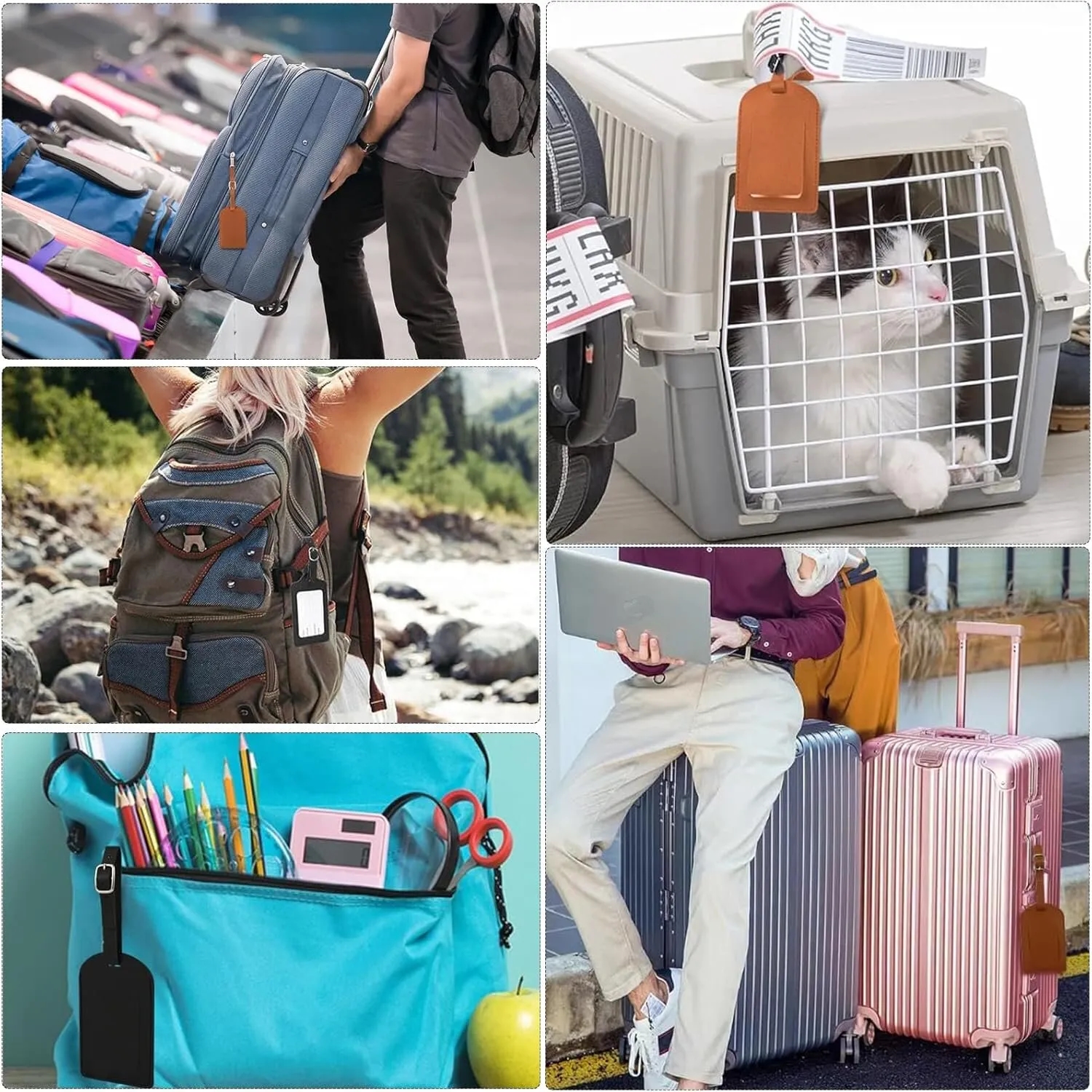 PU Leather Privacy Protection Luggage ID Label Tag 4