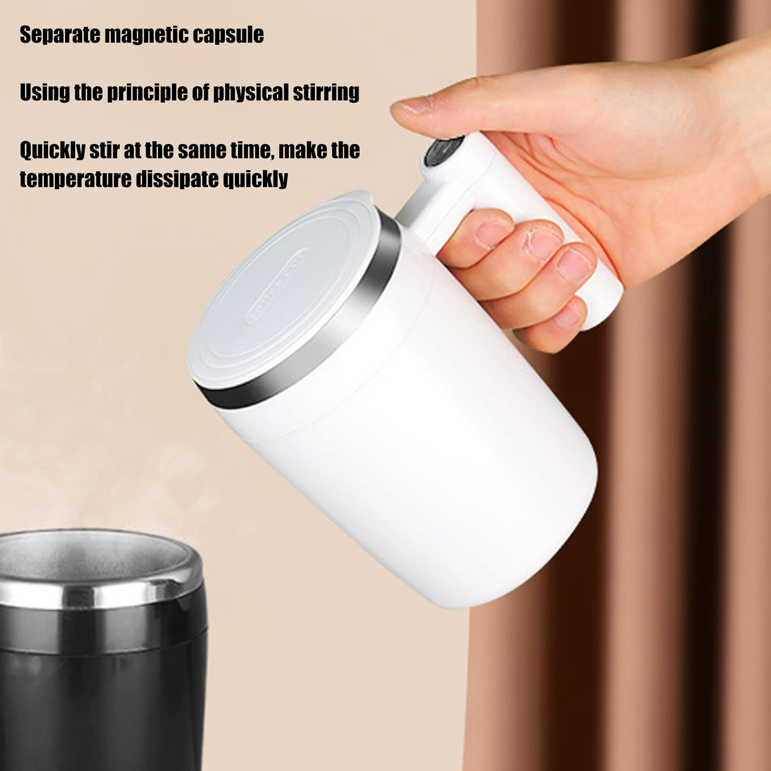 Stainless Steel Automatic Magnetic Stirring Coffee Mug 4