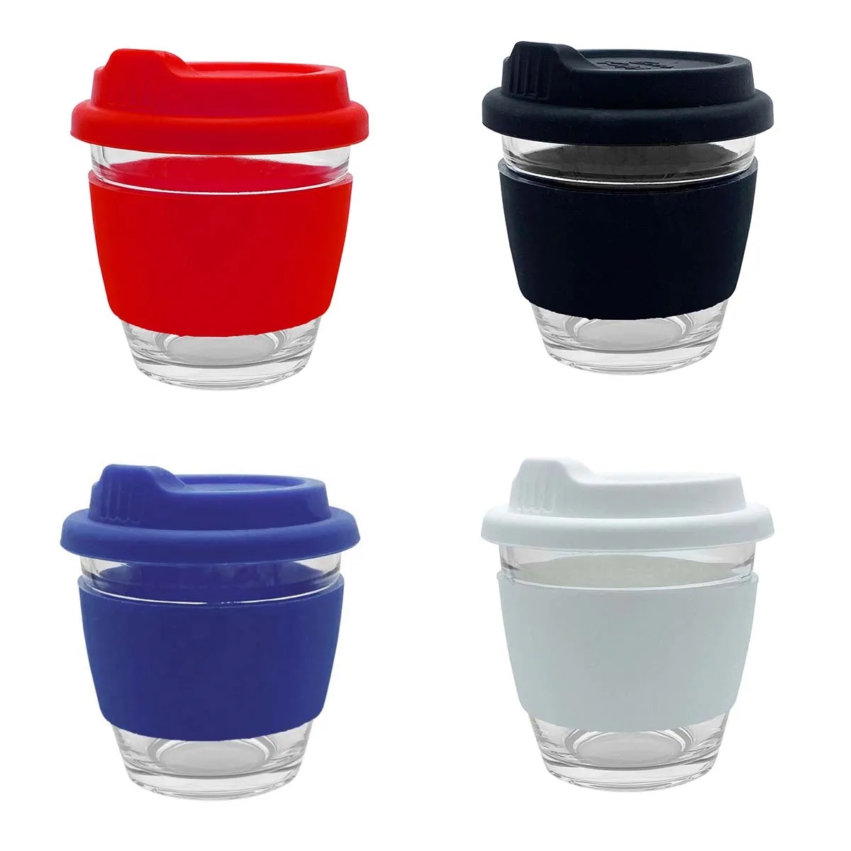8 oz. Reusable Glass Coffee Cup with Lids 3