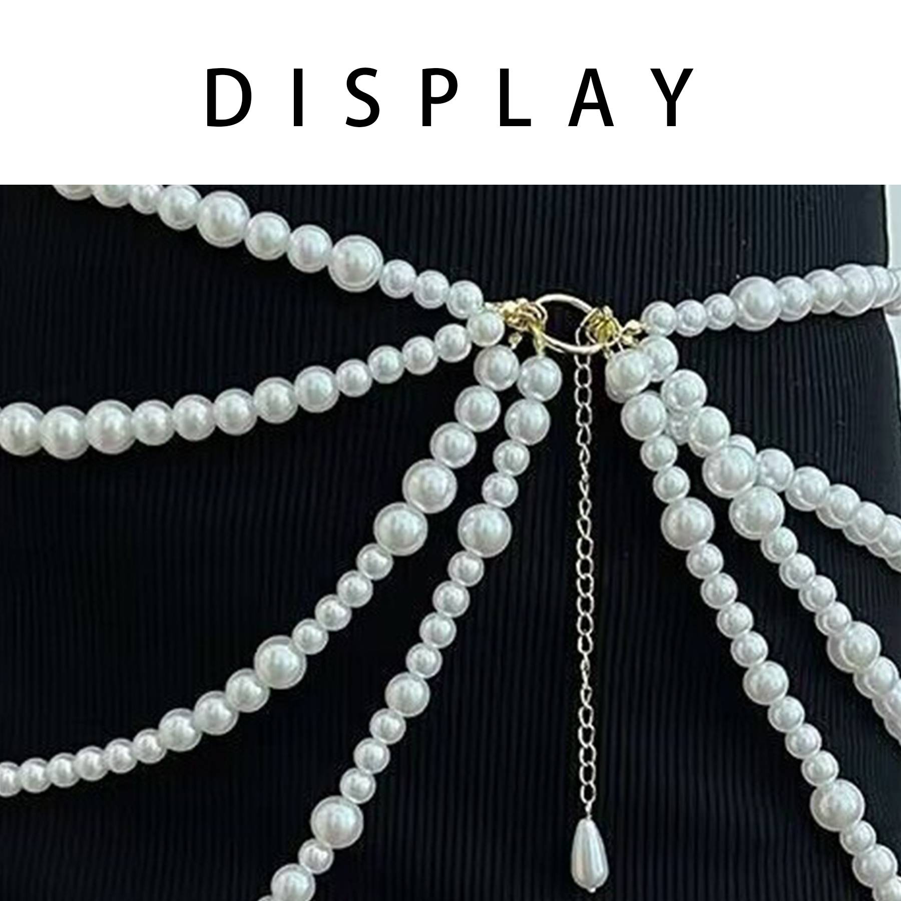 Alloy Multi-layered imitation pearl body chain 4