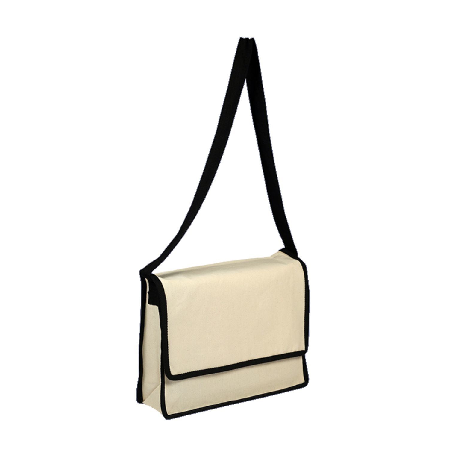 100% Cotton Canvas Messenger Bag With Flap USA Decorated (13" x 13")