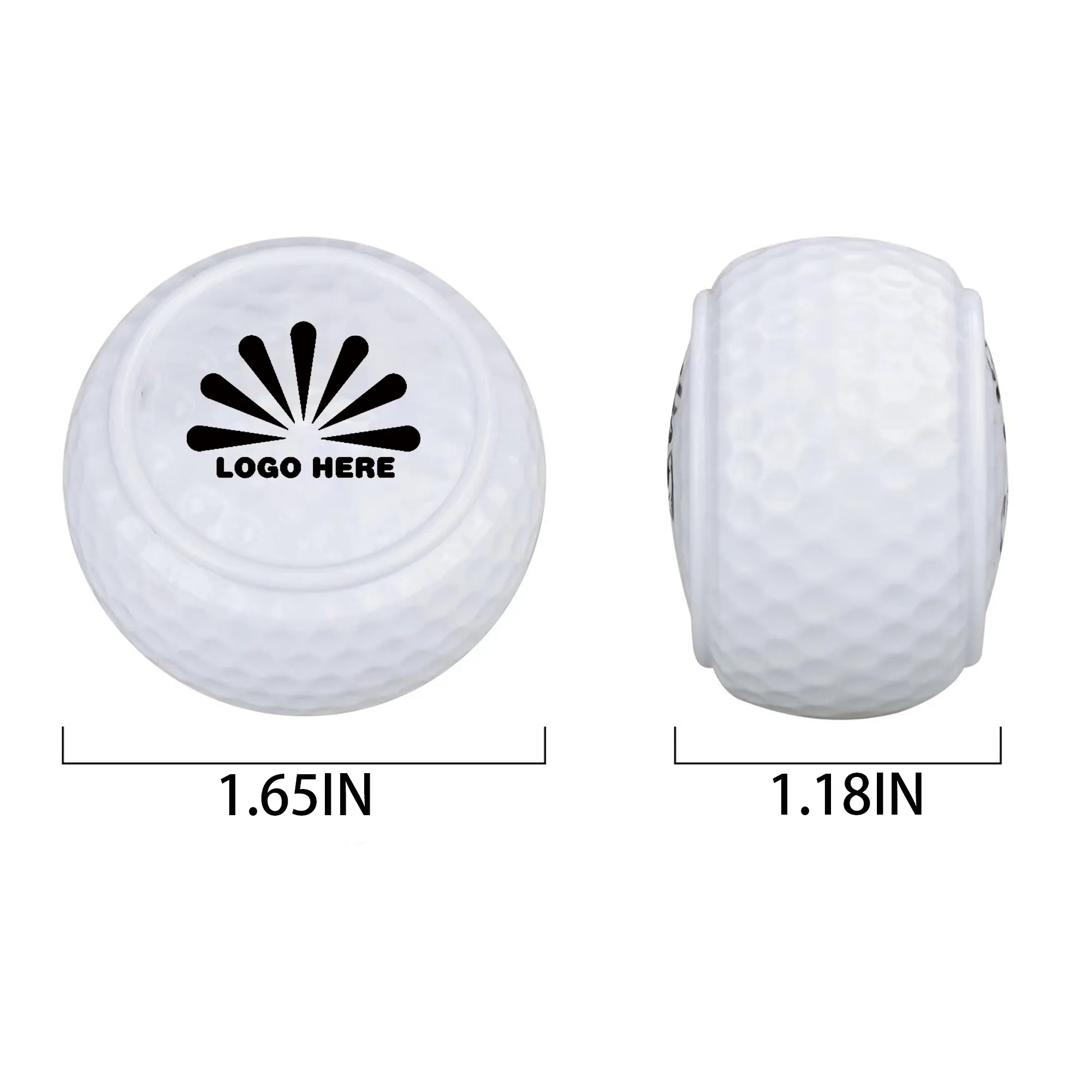 Golf Practice Ball Flat Customizable Logo 2