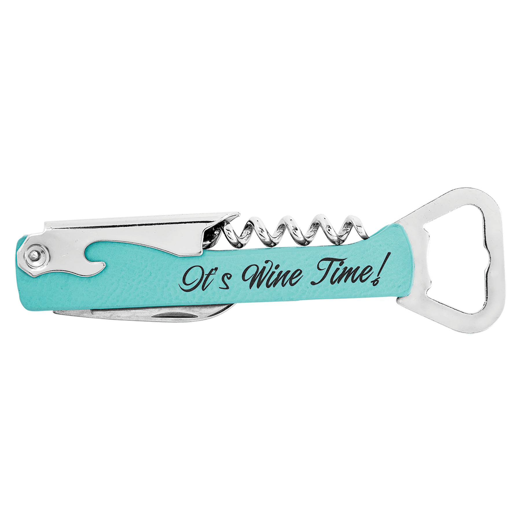 Teal Leatherette Wine Bottle Opener