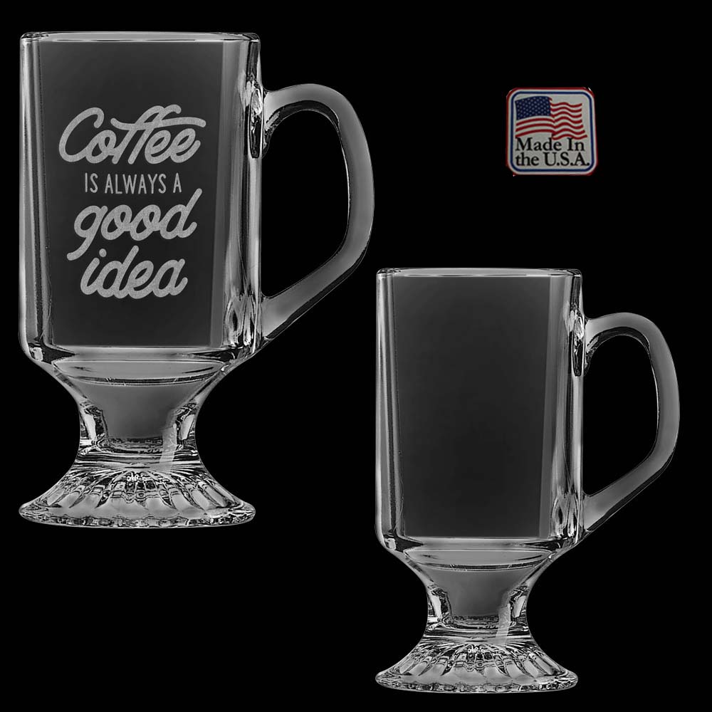 10 oz. Clear Glass Footed Coffee MugMade in USA 1