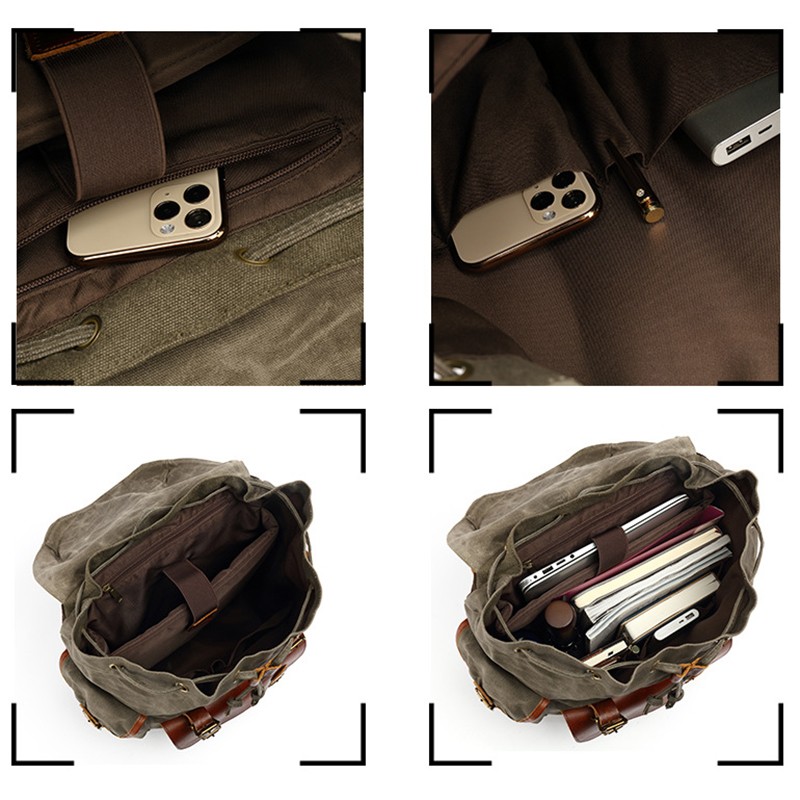 Canvas Leather Travel Backpack 2