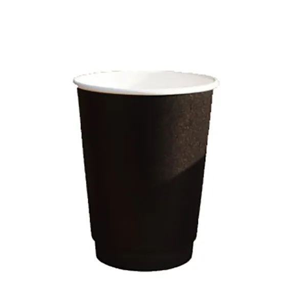 12oz Pure Black Double-Layer Hollow Disposable Paper Cups 4