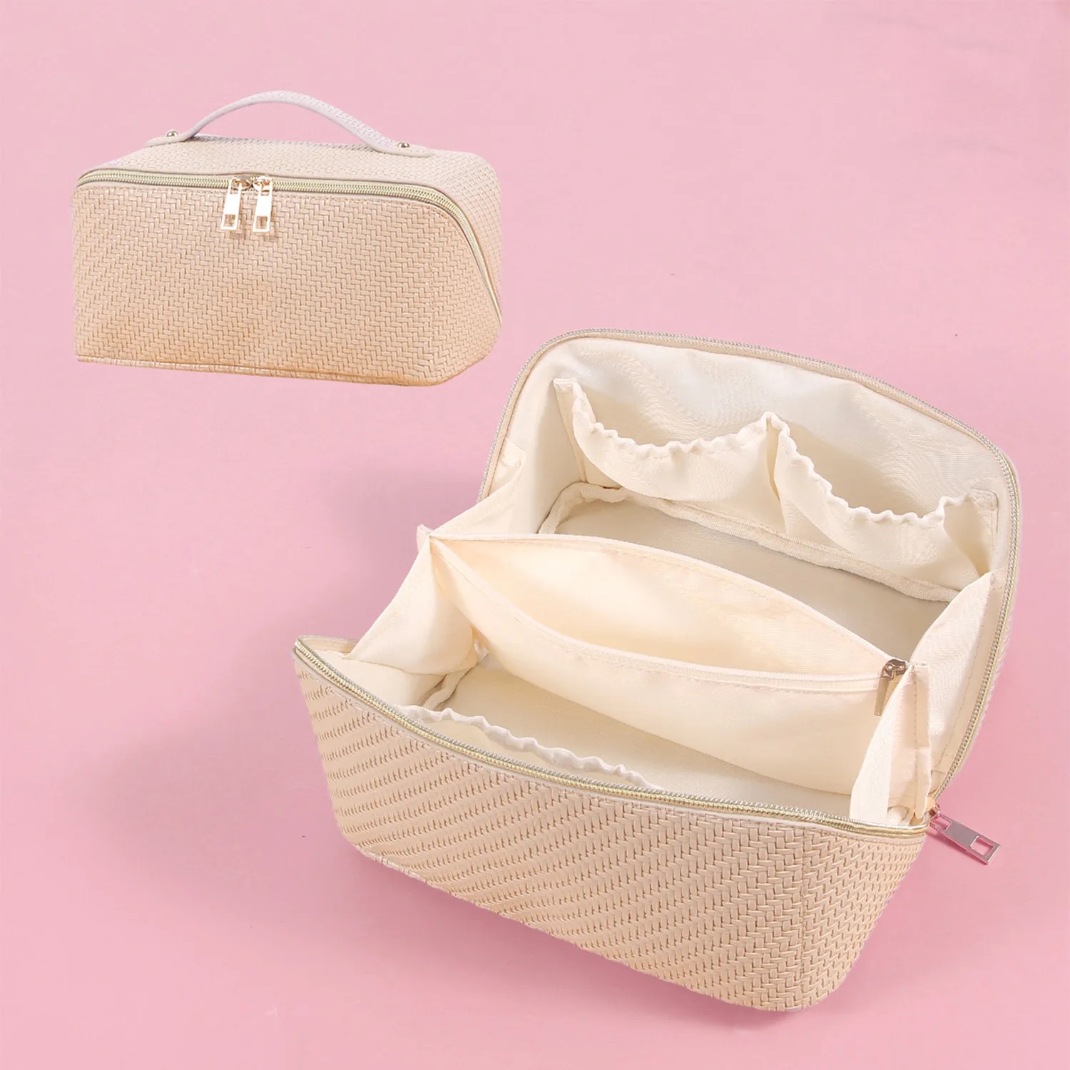 Makeup Bag PU Leather Waterproof Portable 4