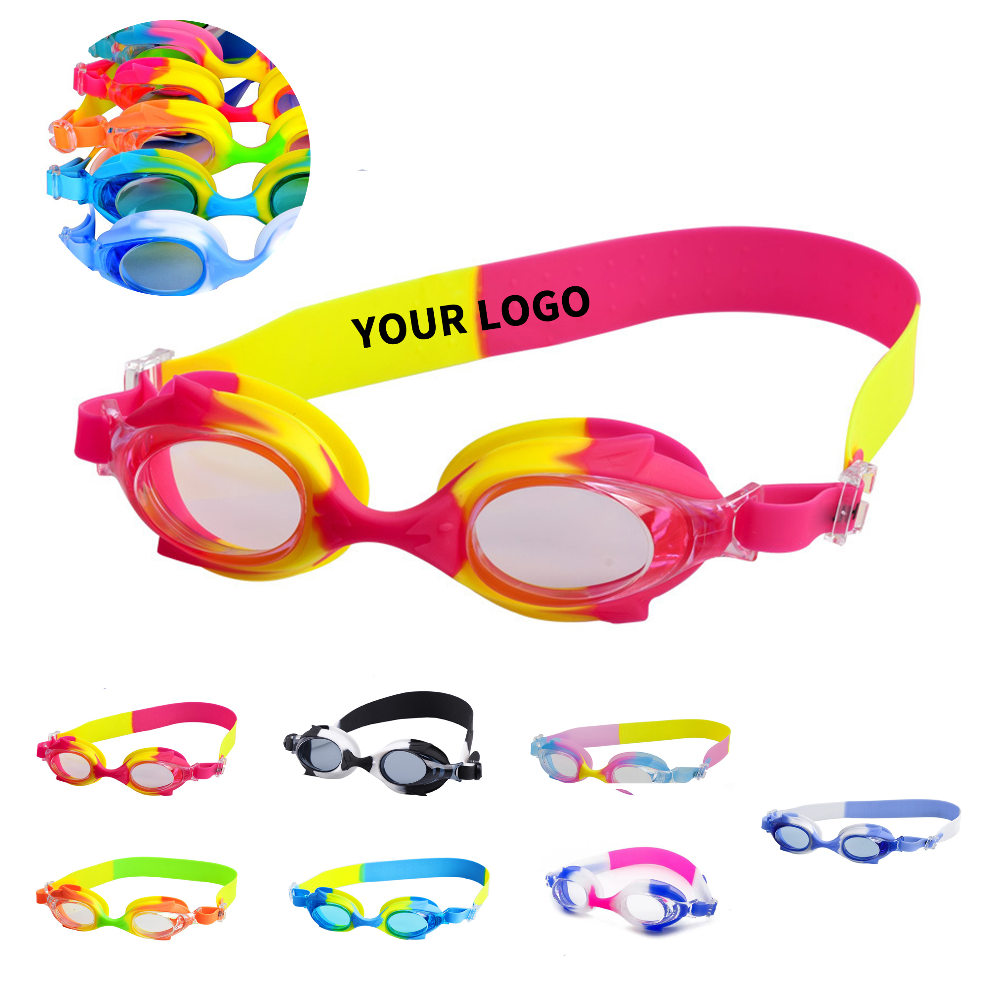Youth Silicone Swim Goggle With Case Anti Glare 4" 3