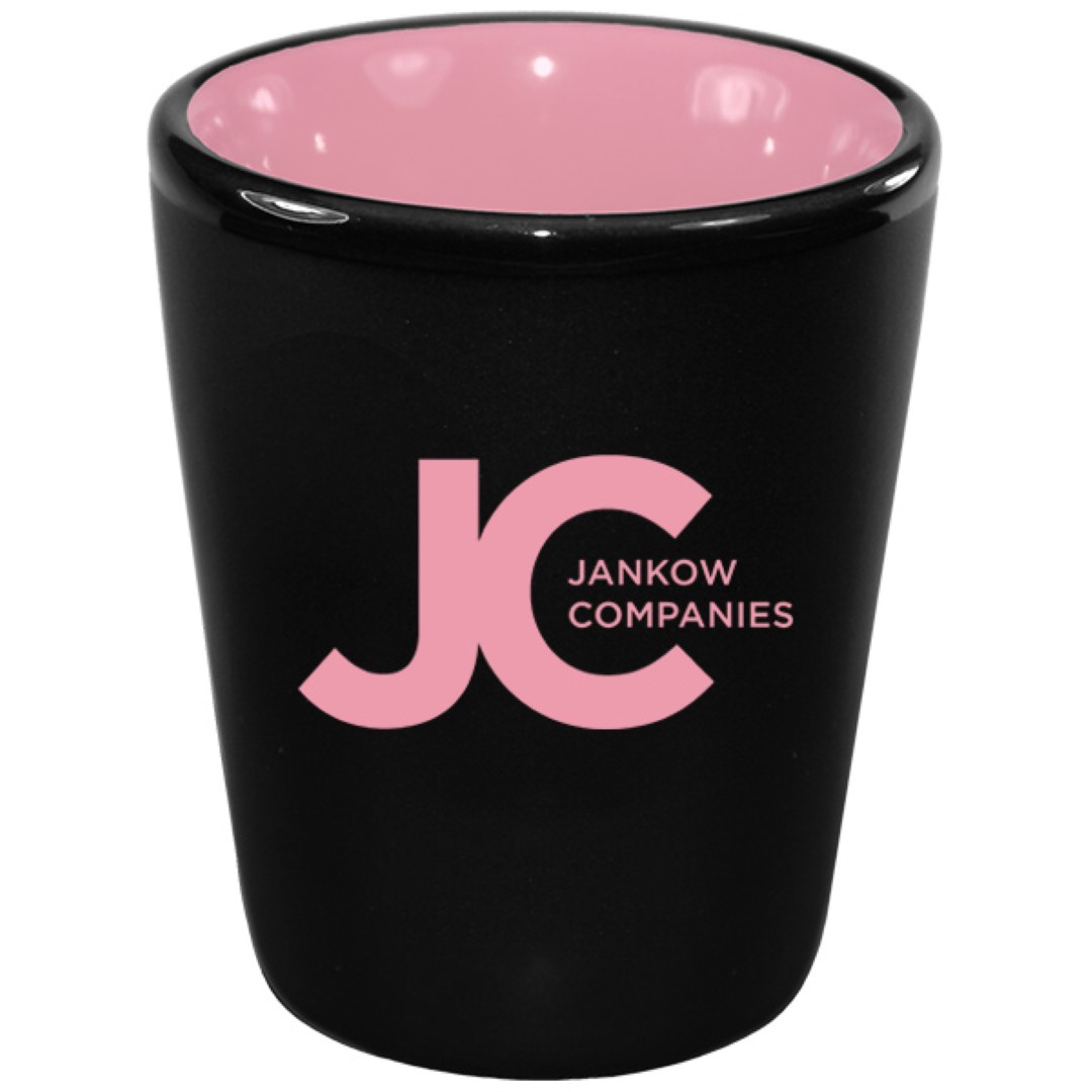 1.5 oz Hilo Pink IN Ceramic Shot - Black Matte OUT