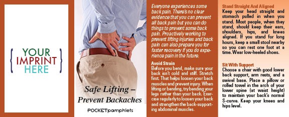POCKET PAMPHLET - Safe Lifting - Preventing Backaches Pocket Pamphlet 1