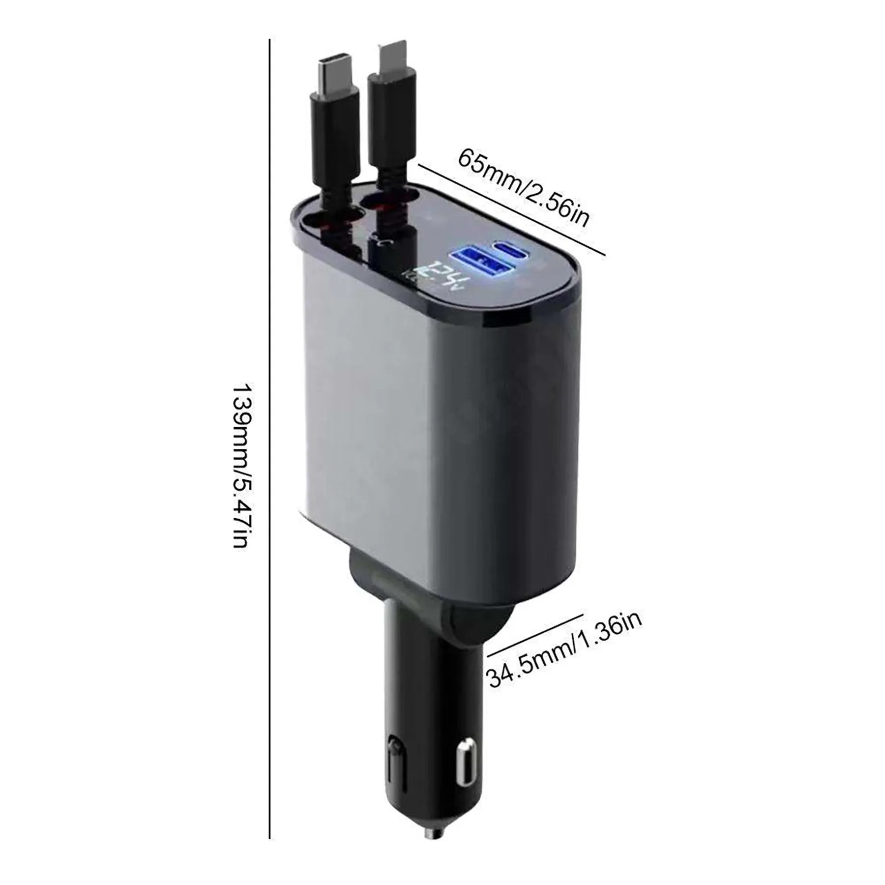 Retractable 4 in1 car fast chargerwith 100W 3