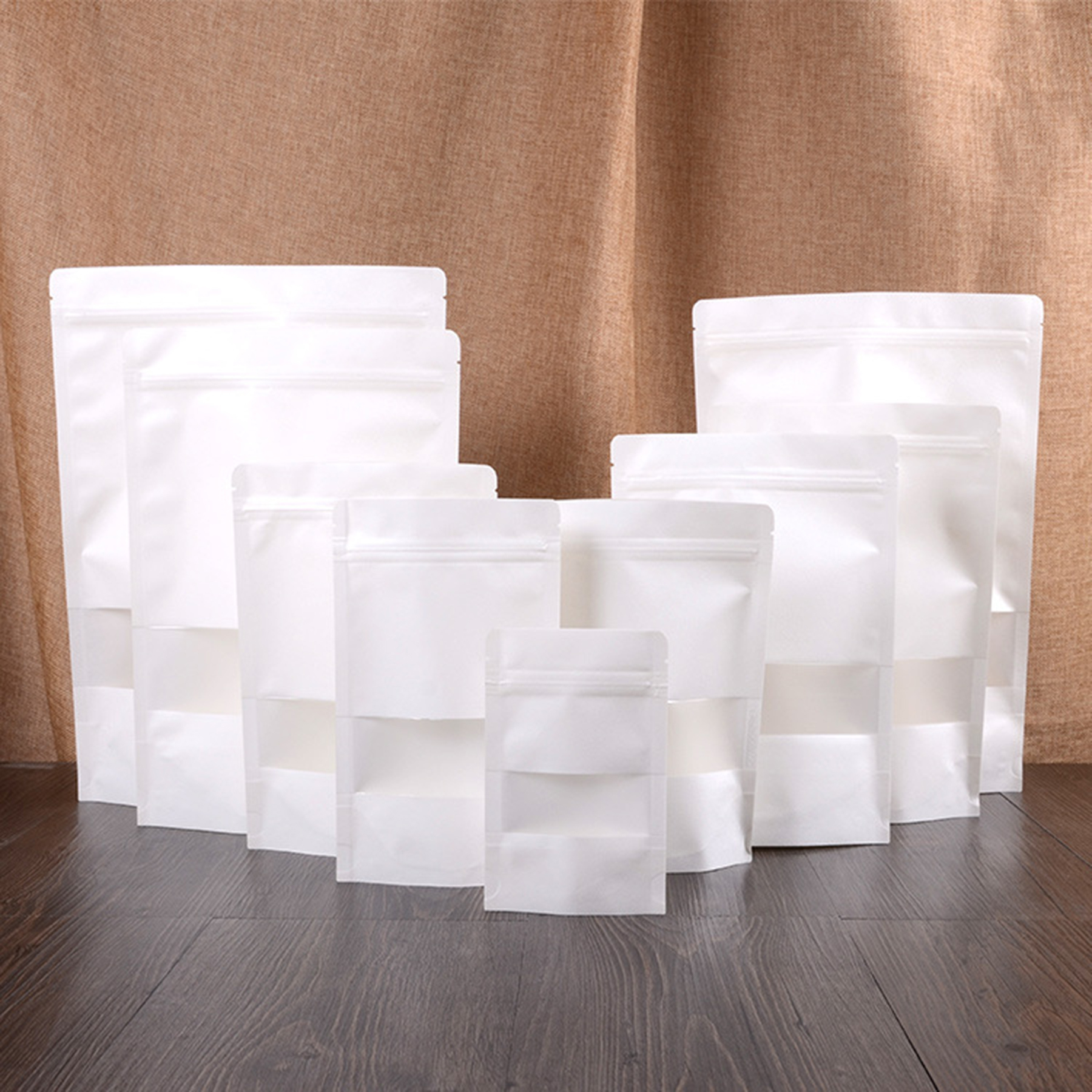 Custom Reusable Ziplock White Kraft Paper Food Storage Bag 2