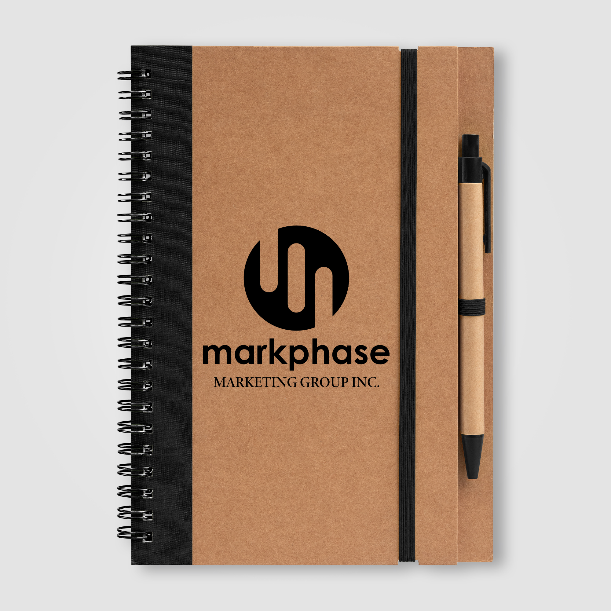 Kraft Hard Cover Spiral Notebook with Pen 2