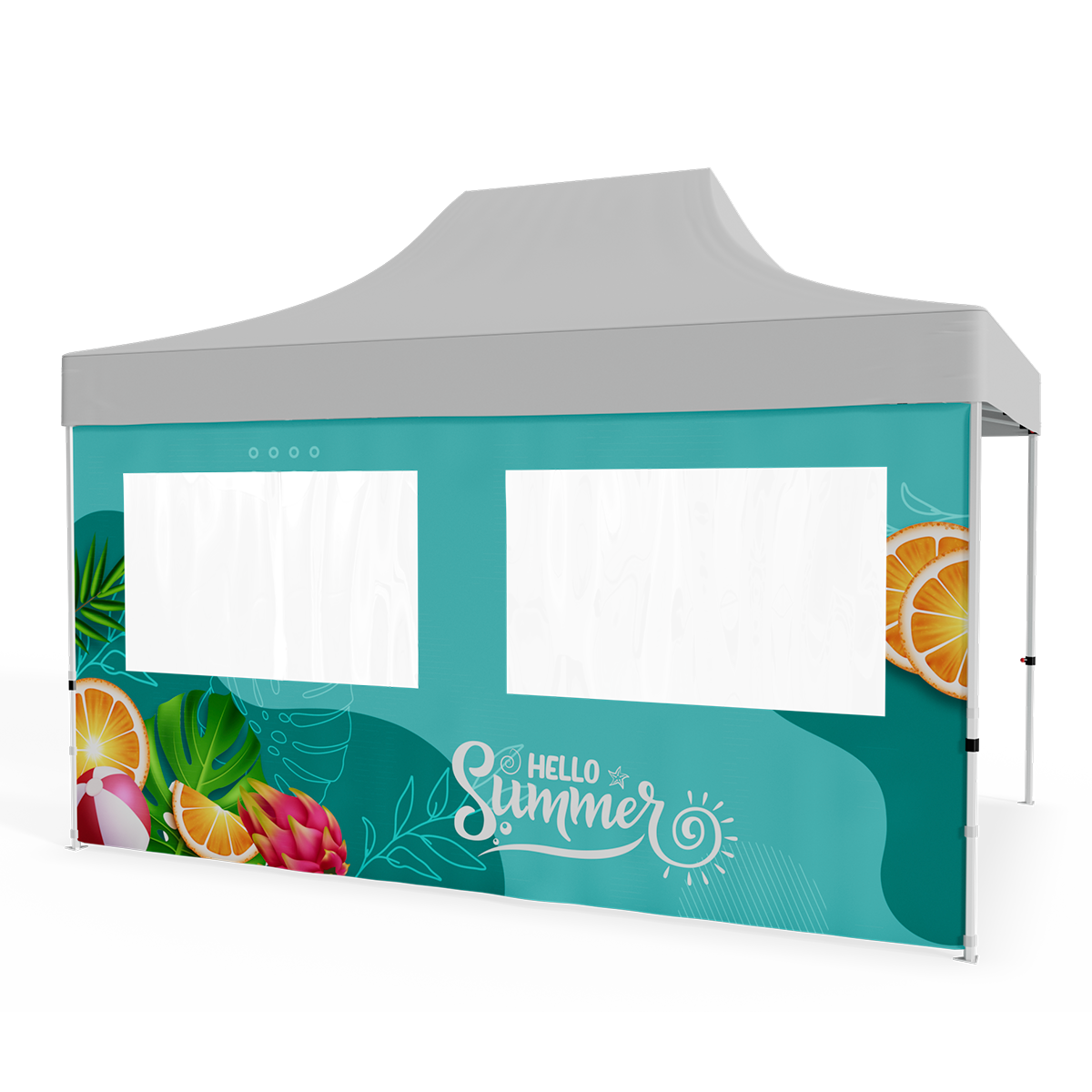15ft Full Rear Tent Wall Only w/Double Window - 2 Side Imprint 4