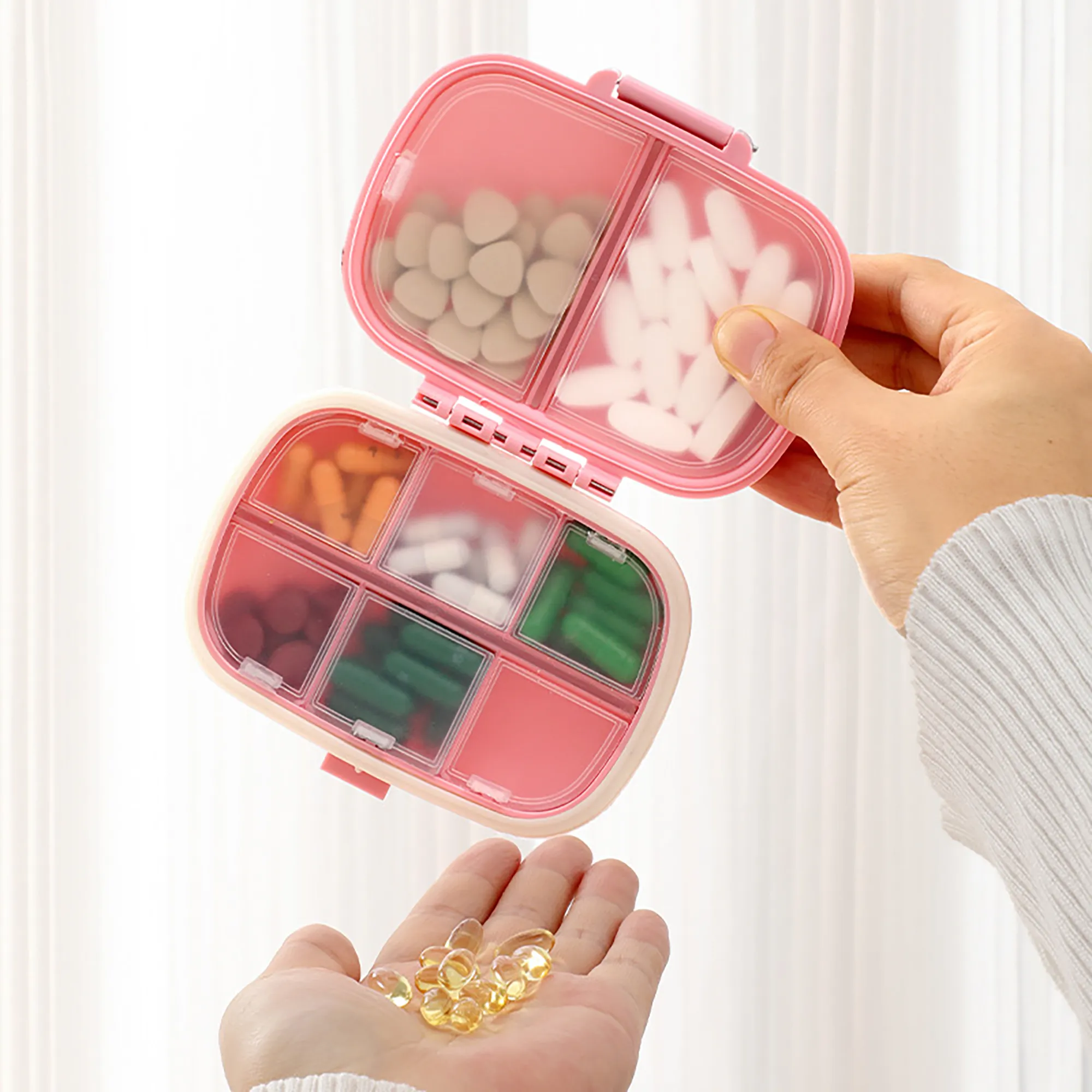 4.4"x3.4"x1.2" 8 Compartments Storage Pill Box 6