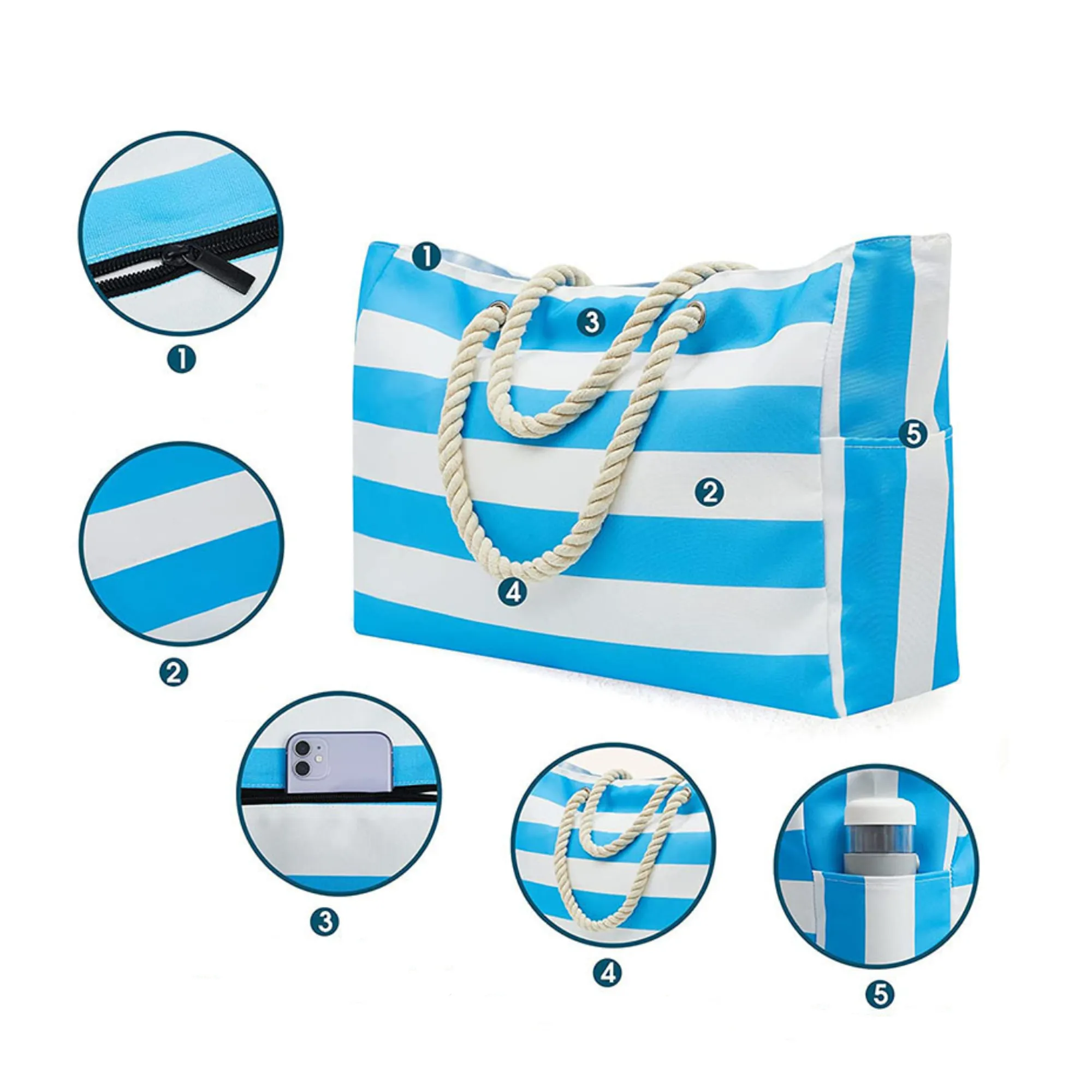 Large Beach Tote Bag, custom tote bag with logo imprint 3