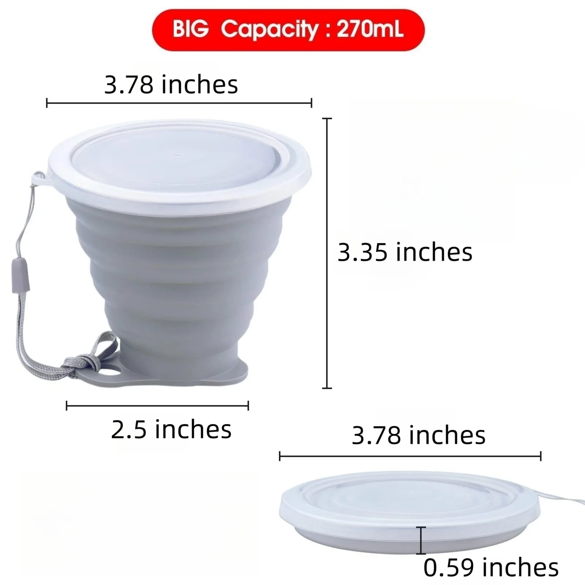 9oz Silicone Collapsible Travel Water Cup MOQ20 13